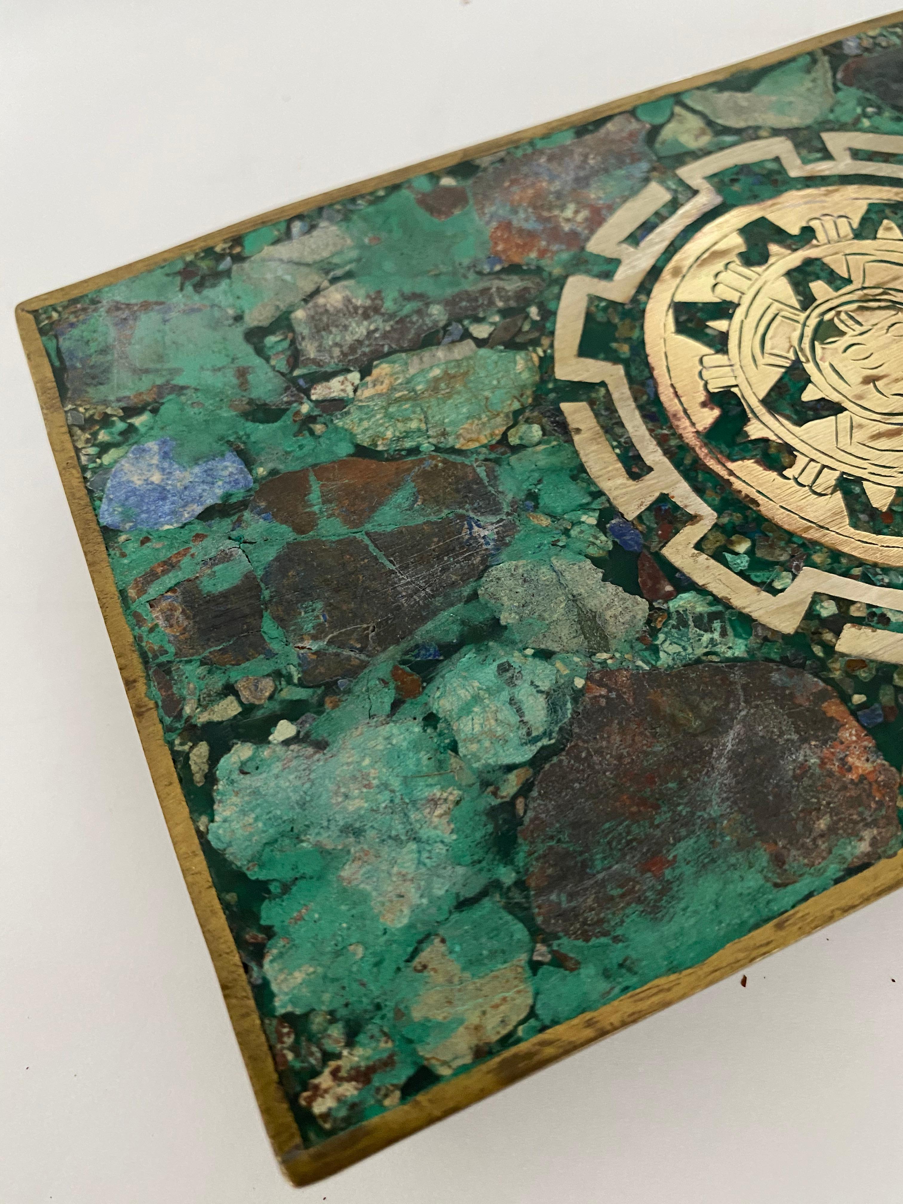 Inlaid Malachite and Rosewood Cigar Box, Los Castillos Style, 1950s In Good Condition In Kensington, MD
