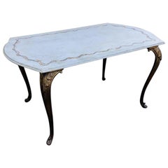 Inlaid Marble and Bronze Dinning Table Signed Mazza, 1930s