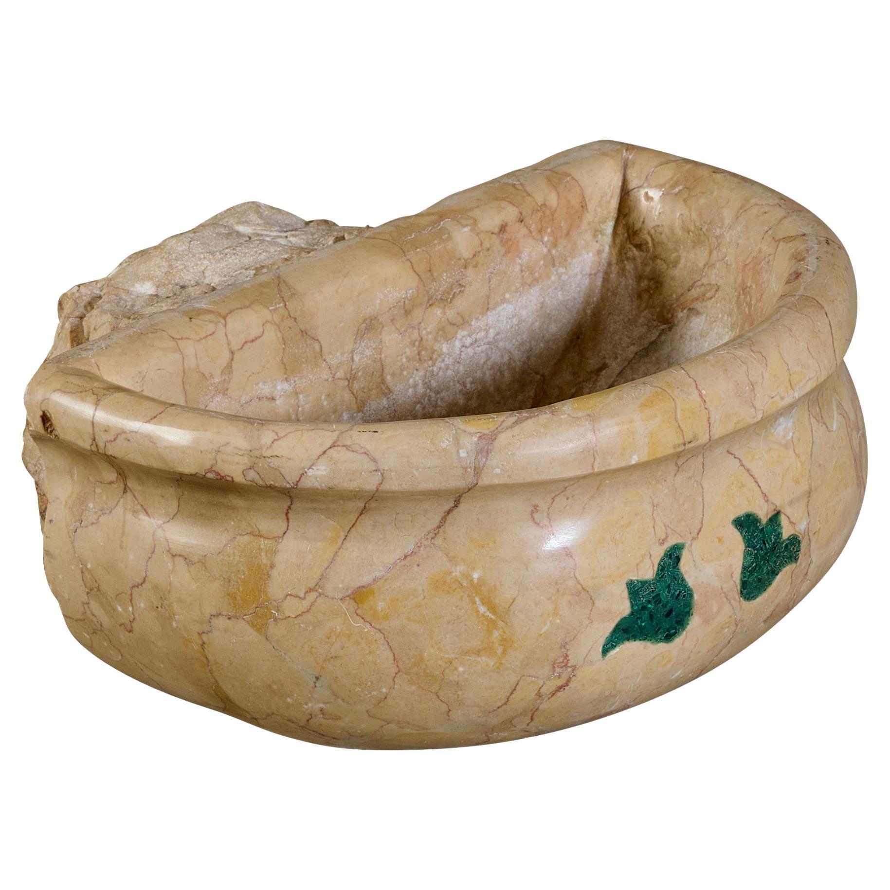 Inlaid Marble Holy Water Vessel For Sale