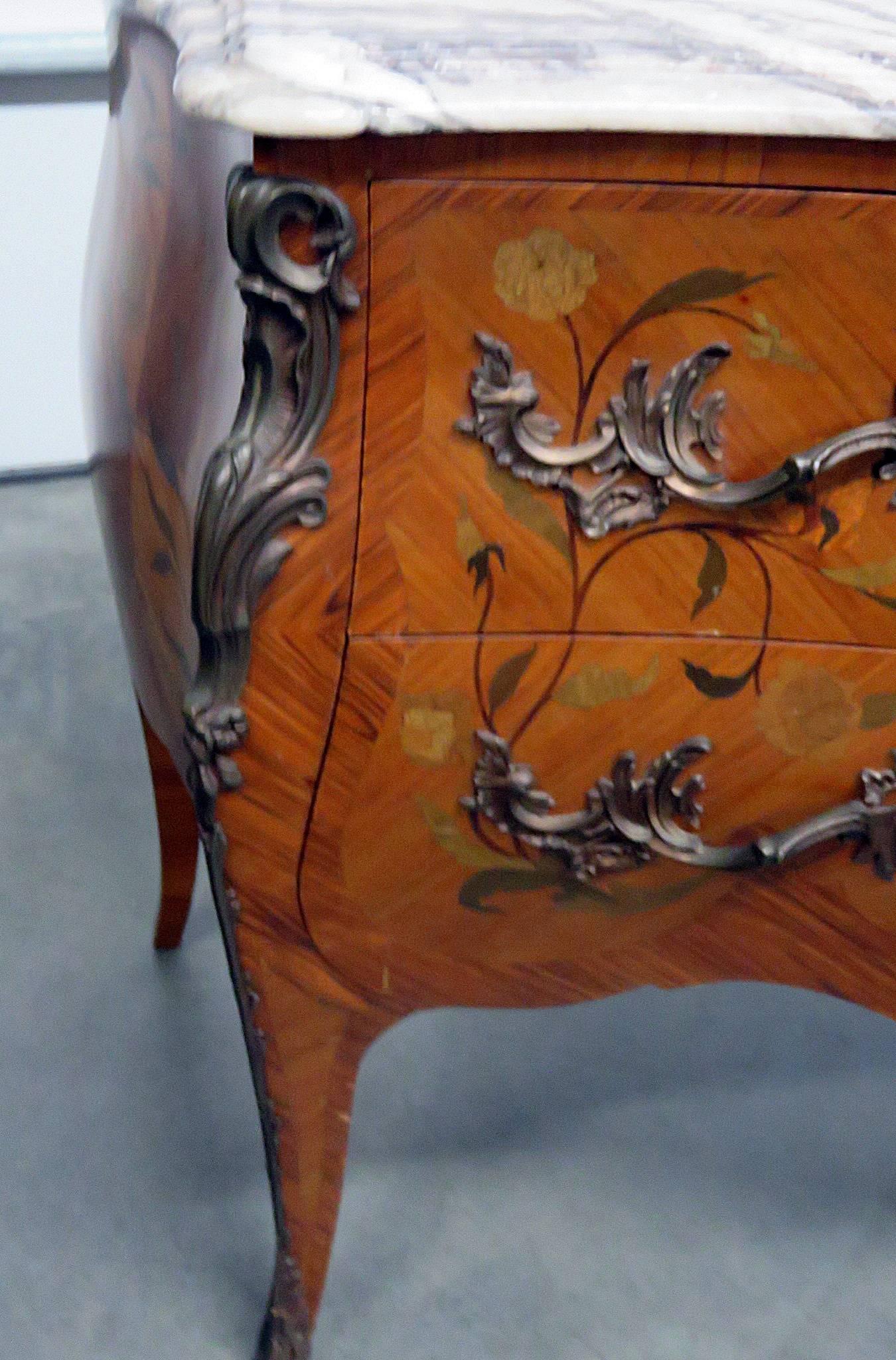 French Inlaid Marble-Top Commode