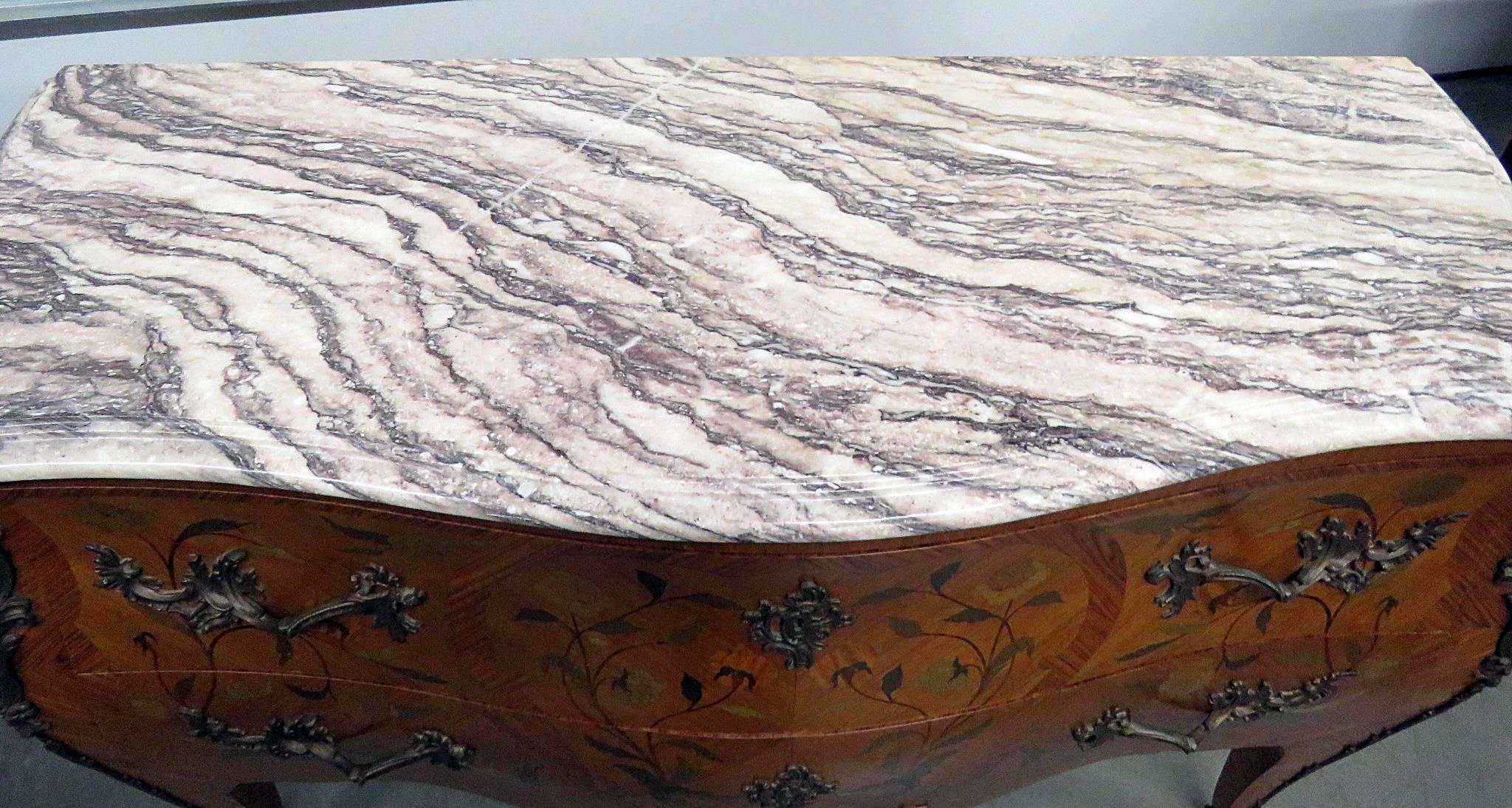 Inlaid Marble-Top Commode In Good Condition In Swedesboro, NJ