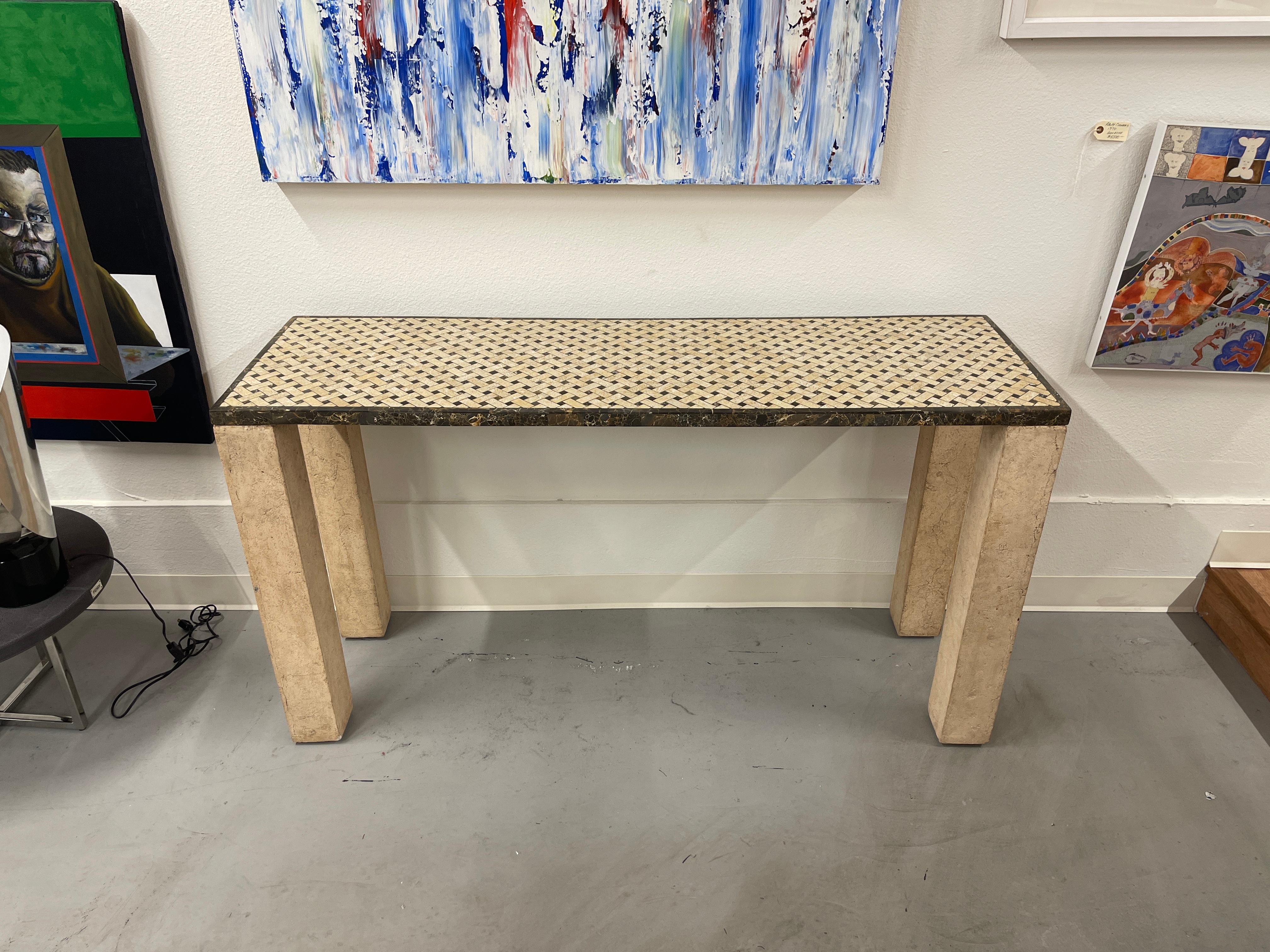 Inlaid Marble Top Console Table 8