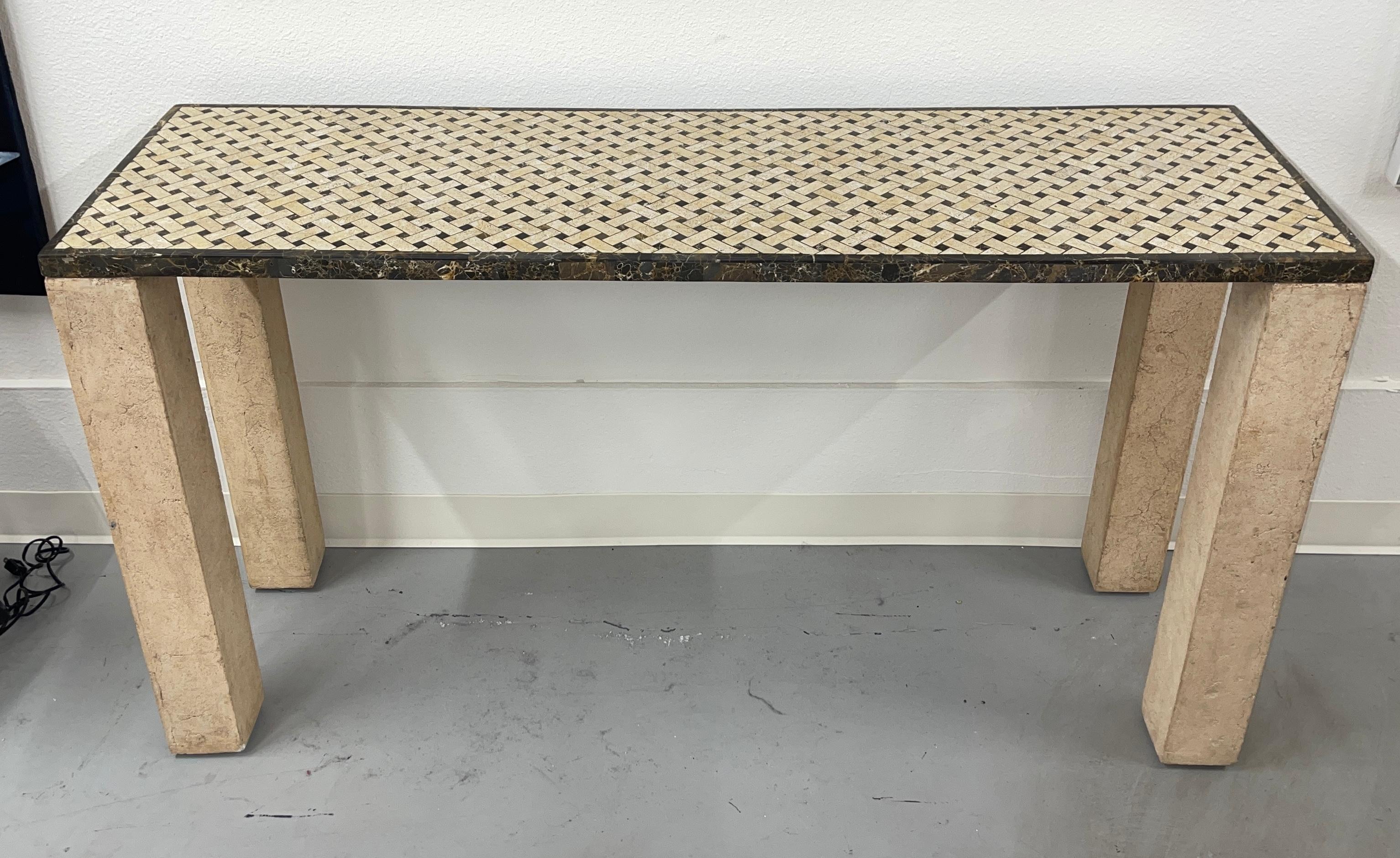 Inlaid Marble Top Console Table 9