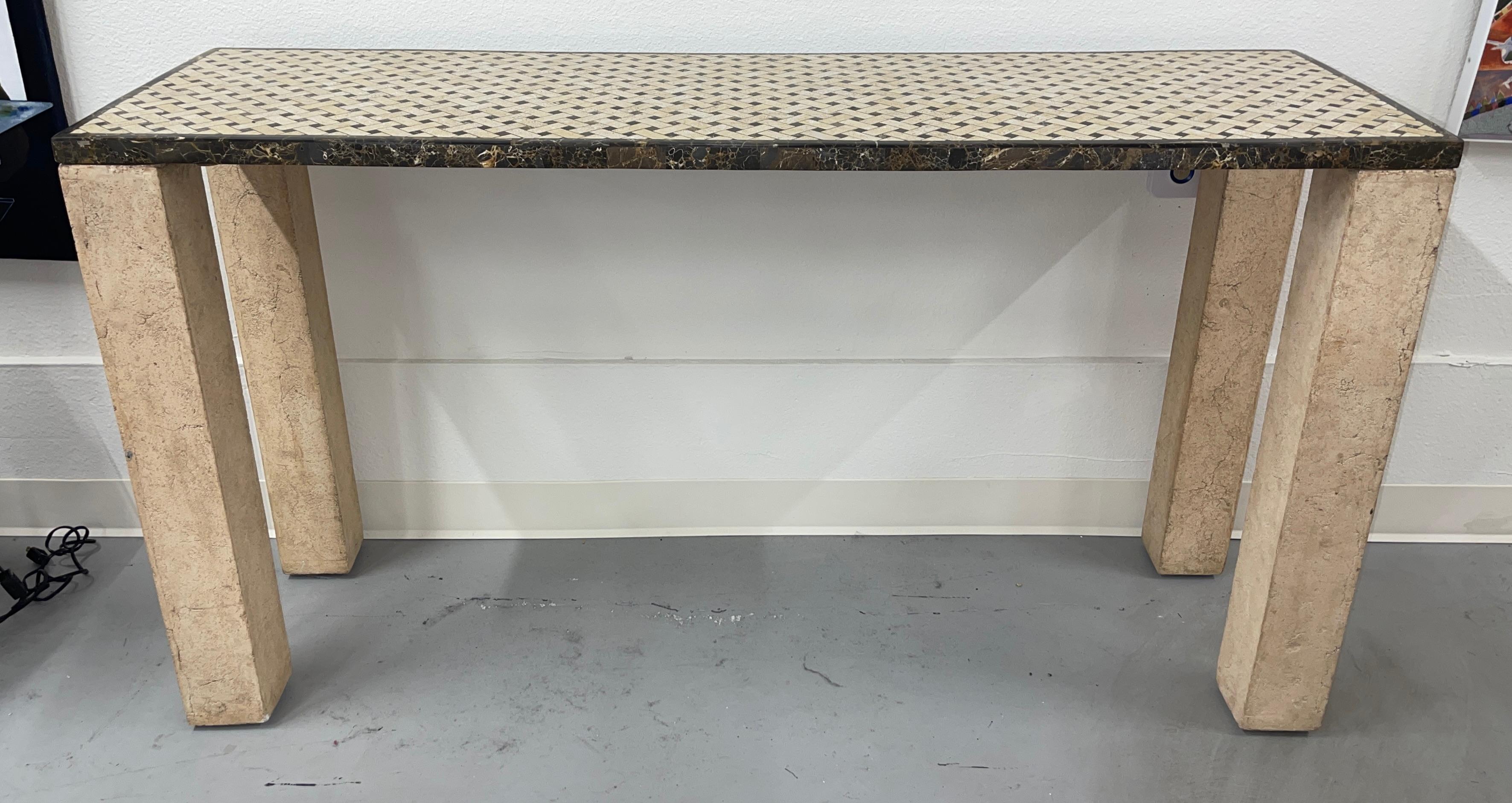 Inlaid Marble Top Console Table 10