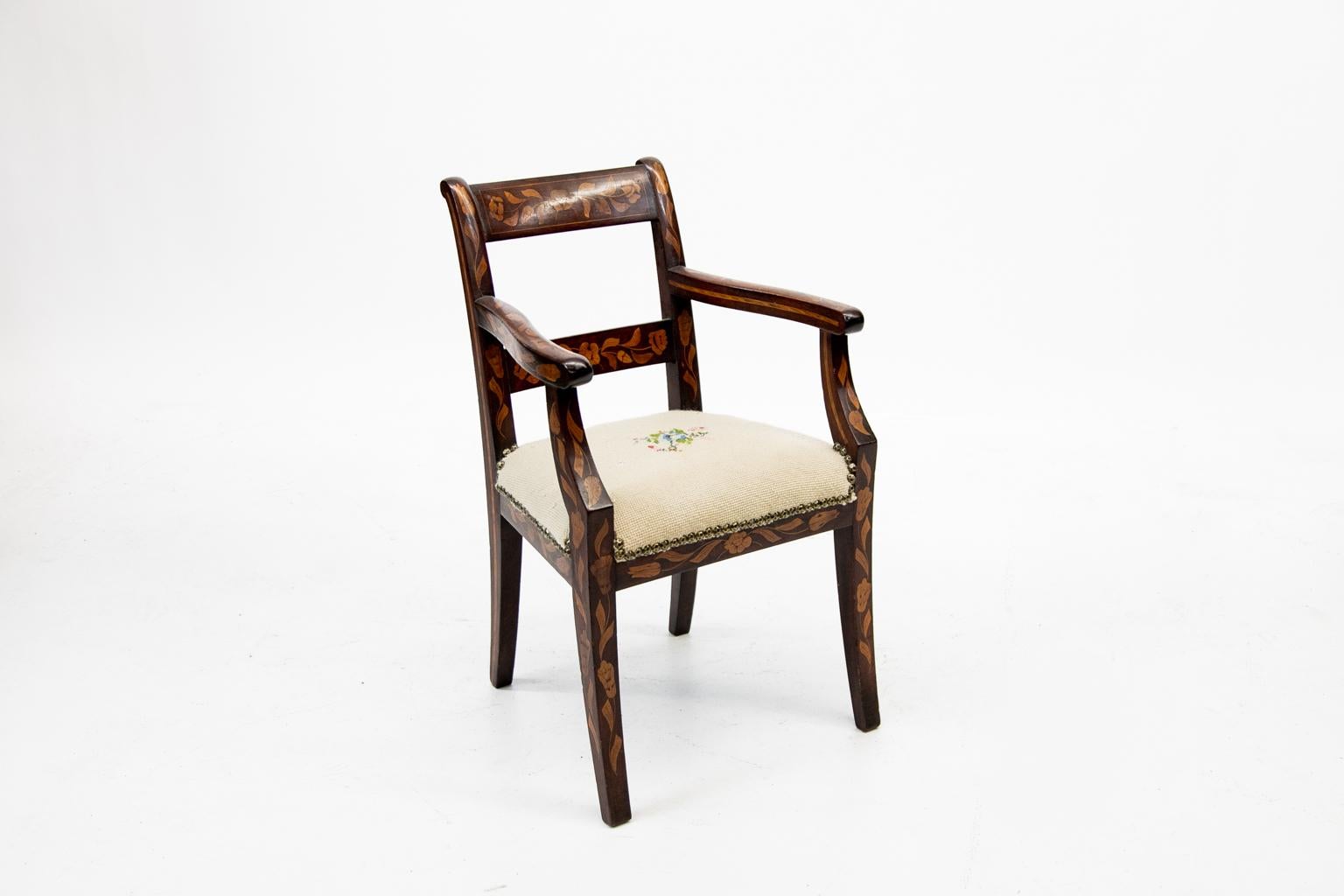 English Inlaid Marquetry Child's Armchair