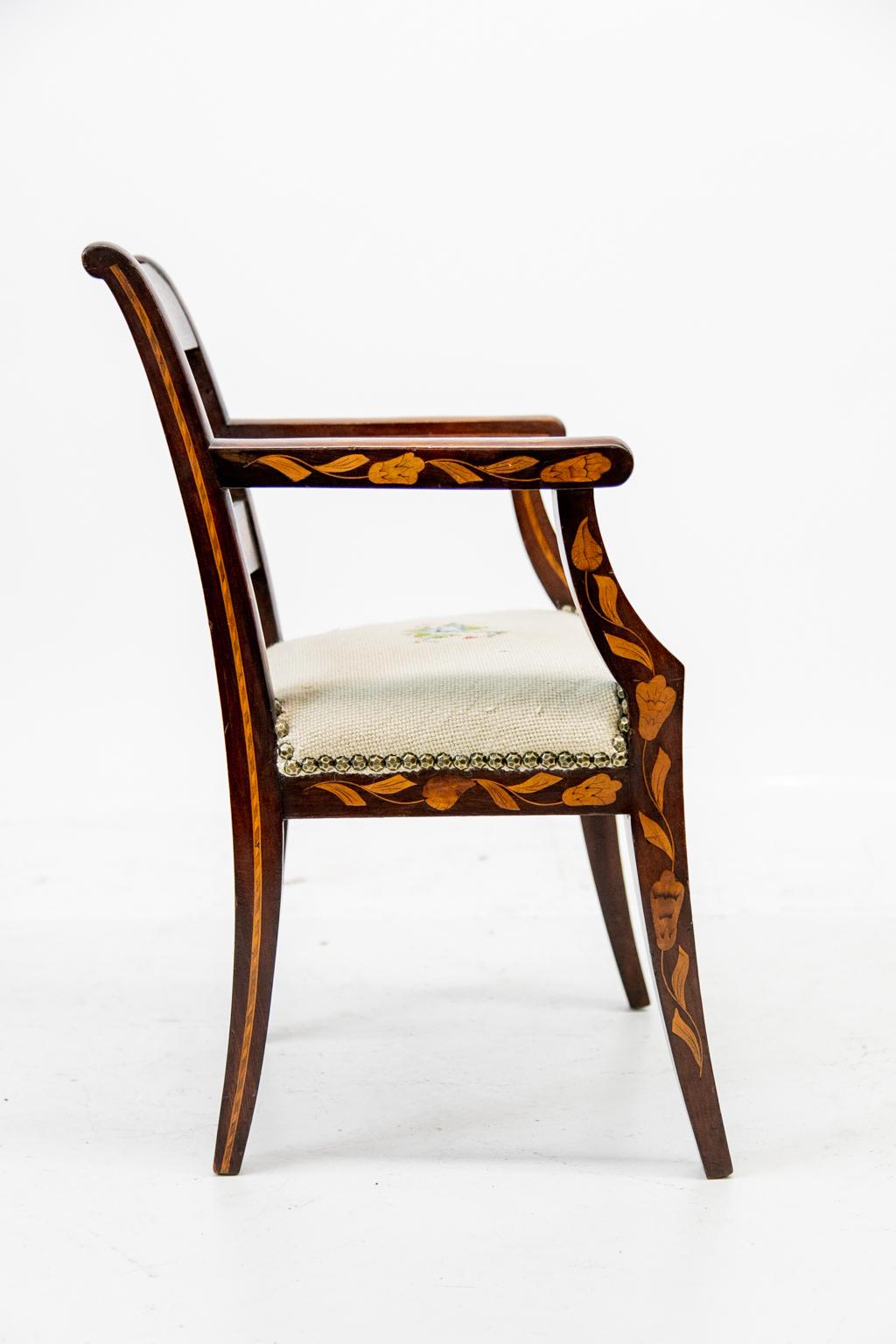 Inlaid Marquetry Child's Armchair In Good Condition In Wilson, NC