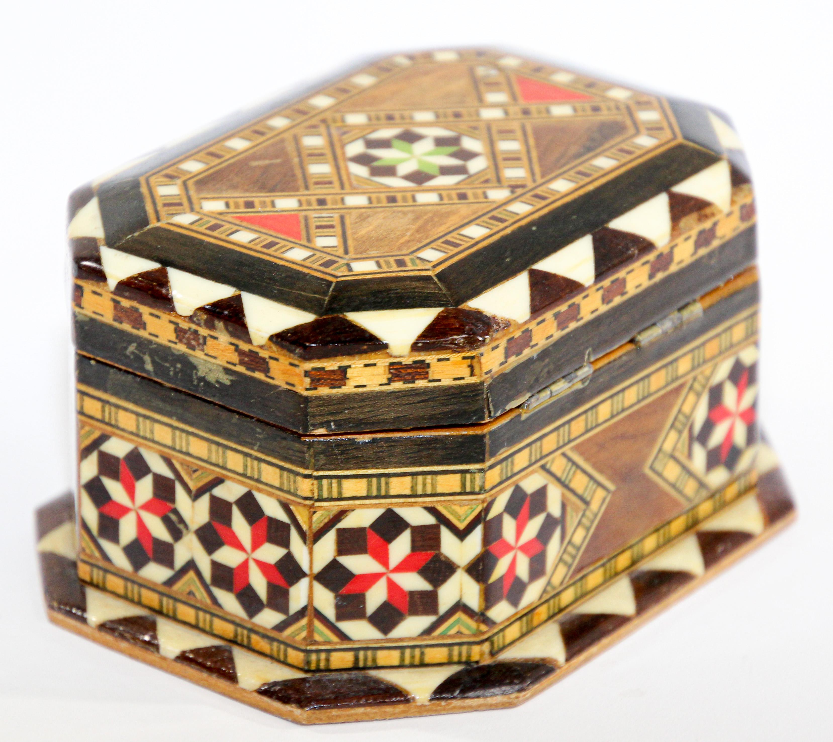 Spanish Inlaid Marquetry Jewelry Moorish Box Madrid Spain