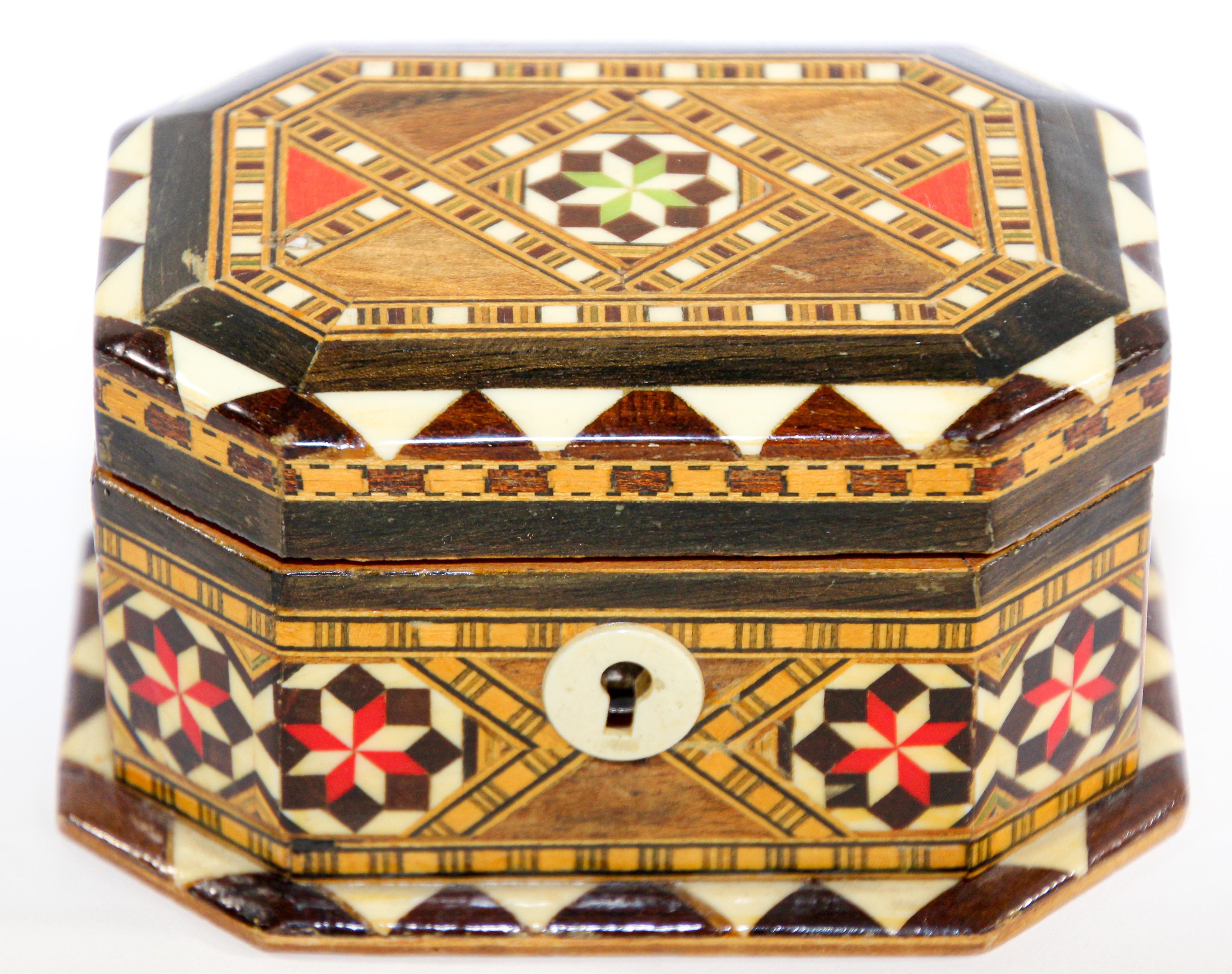 Inlaid Marquetry Jewelry Moorish Box Madrid Spain 1