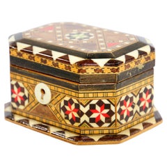 Vintage Inlaid Marquetry Jewelry Moorish Box Madrid Spain