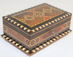 Inlaid Marquetry Jewelry Footed Box Granada Spain
