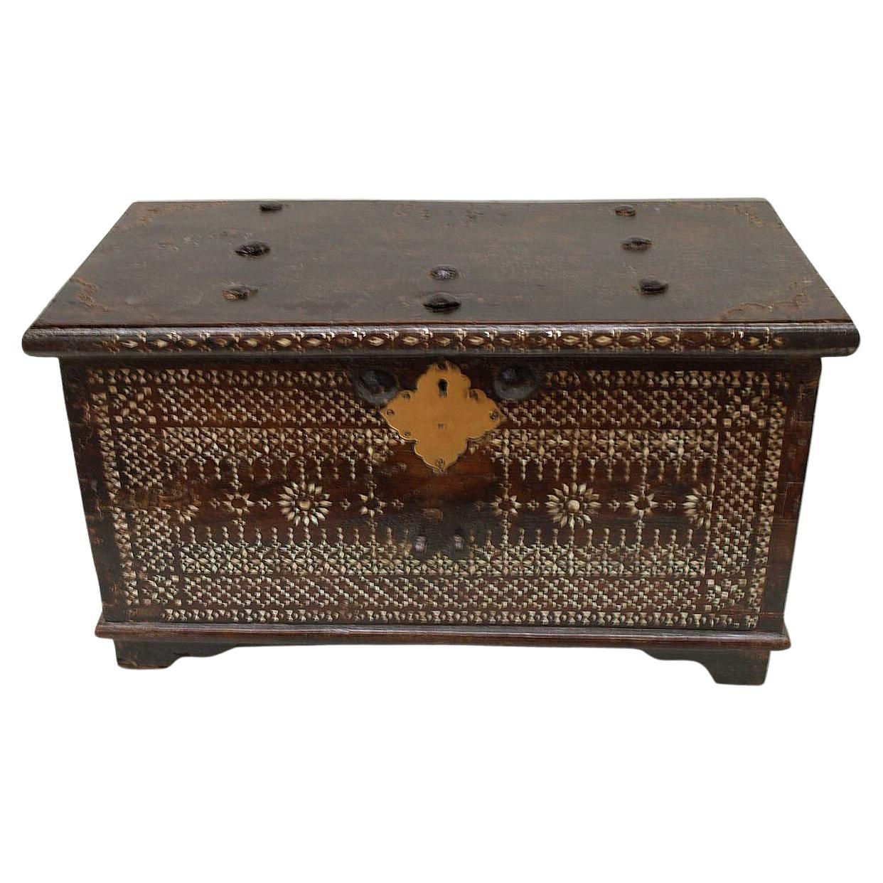 Inlaid Mid Eastern Small Trunk For Sale