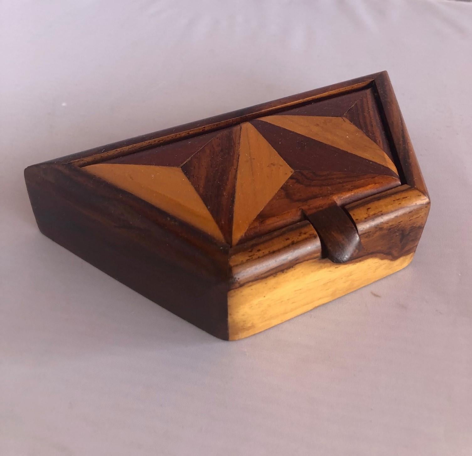 Organic Modern Inlaid Mixed Woods Trinket Box