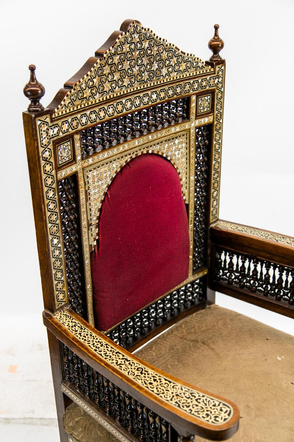 Inlaid Moroccan Armchair For Sale 2