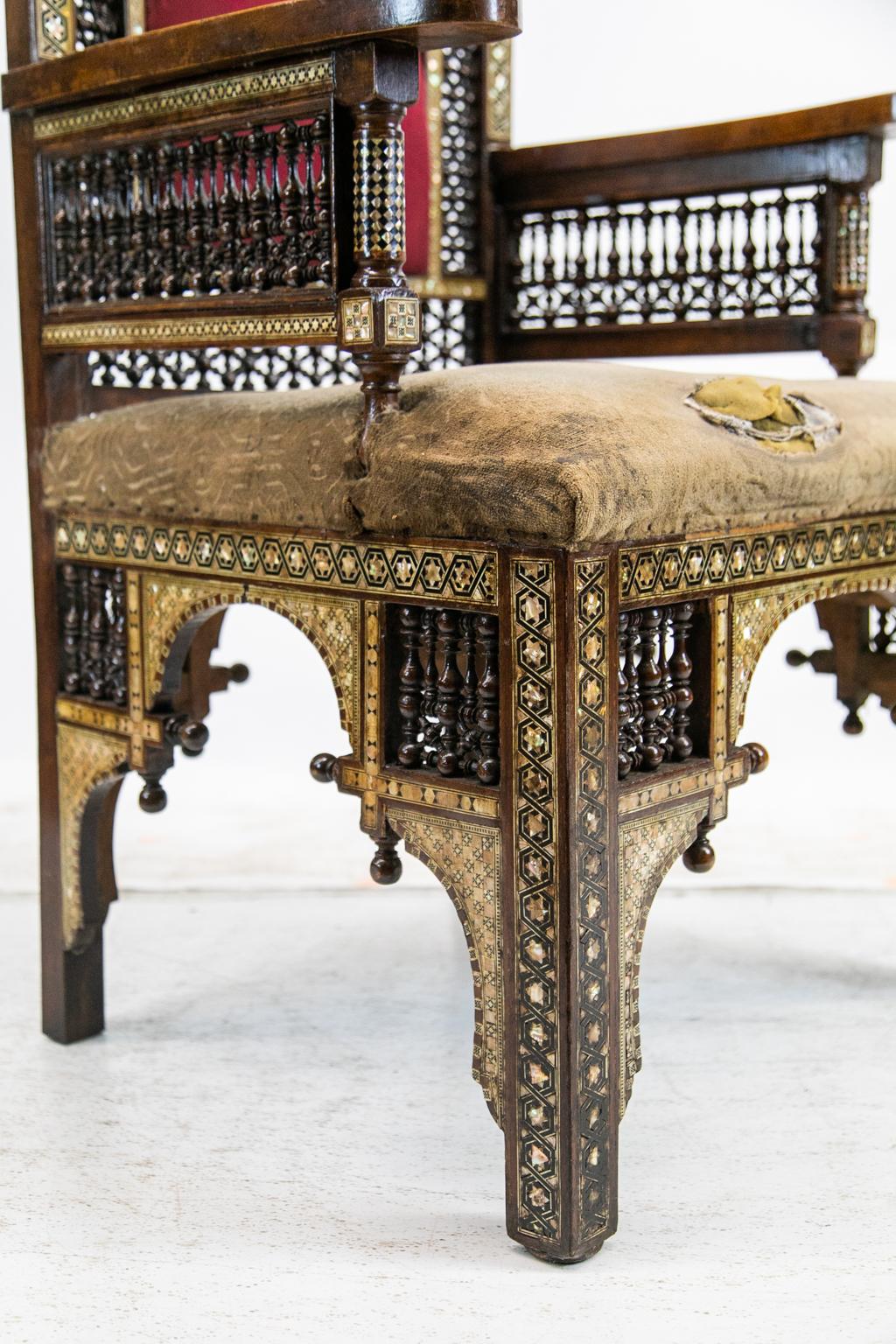 Bone Inlaid Moroccan Armchair For Sale