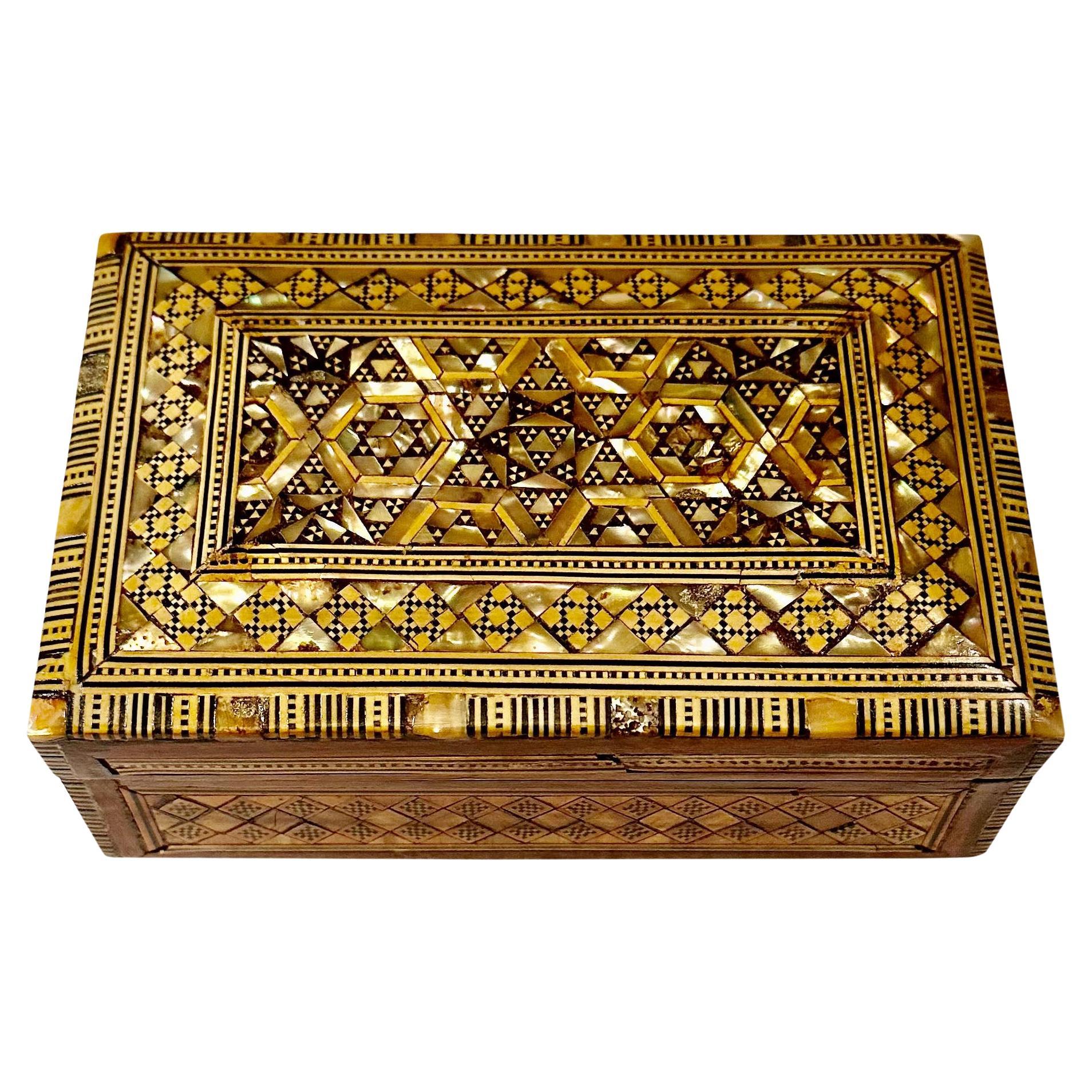 Inlaid Mother Of Pearl Indian Box For Sale