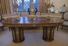 Inlaid Mother of Pearl Rosewood Twin Pedestal Centre Table
