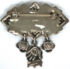 Inlaid Multi-Gemstone Sterling Silver Pin by Benny & Valerie Aldrich