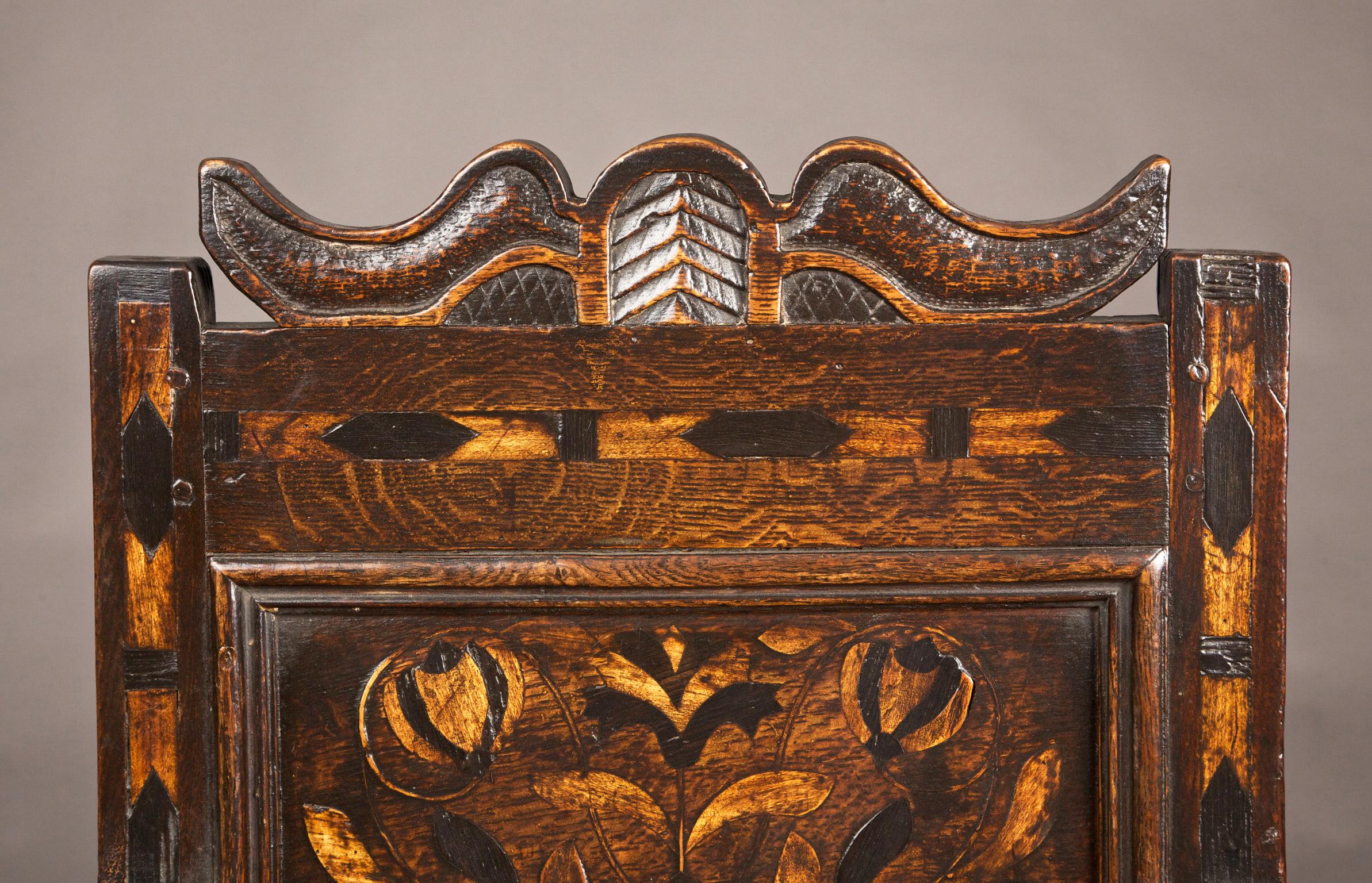 Renaissance Inlaid Oak Armchair, English, Gloucestershire, circa 1640-1650