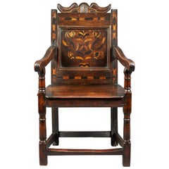 Inlaid Oak Armchair, English, Gloucestershire, circa 1640-1650