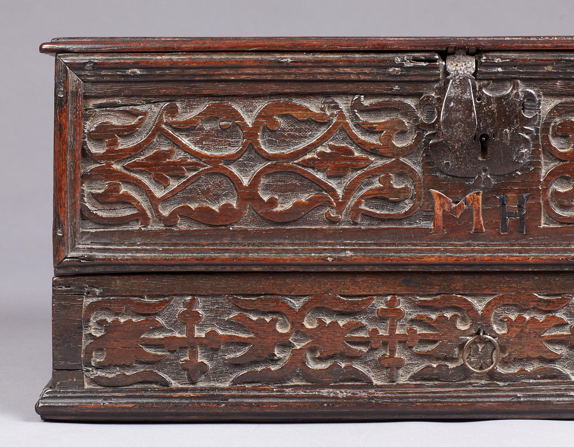 Inlaid Oak Desk Box, Charles II period, Yorkshire, circa 1660-1680 For Sale 4