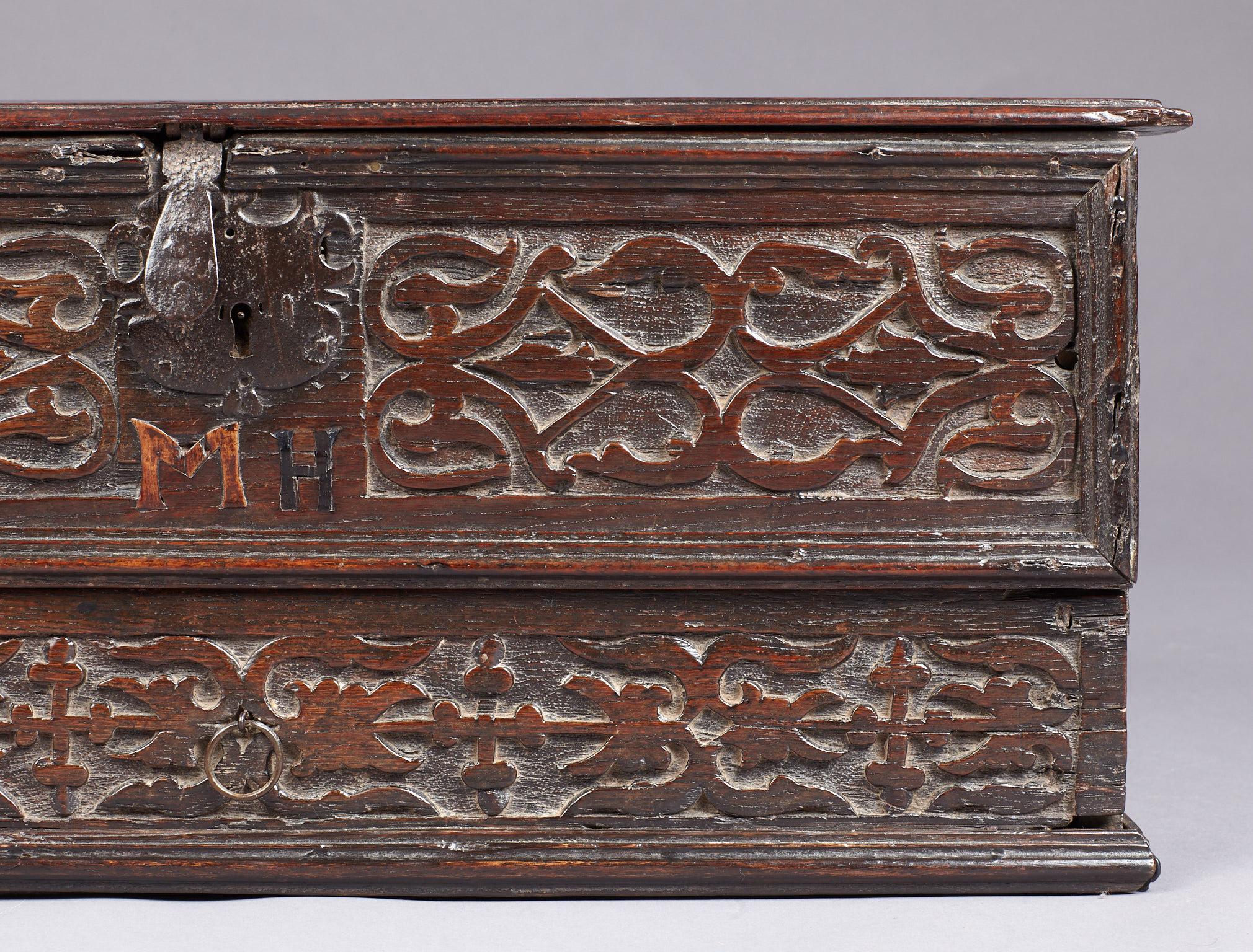 Inlaid Oak Desk Box, Charles II period, Yorkshire, circa 1660-1680 For Sale 6