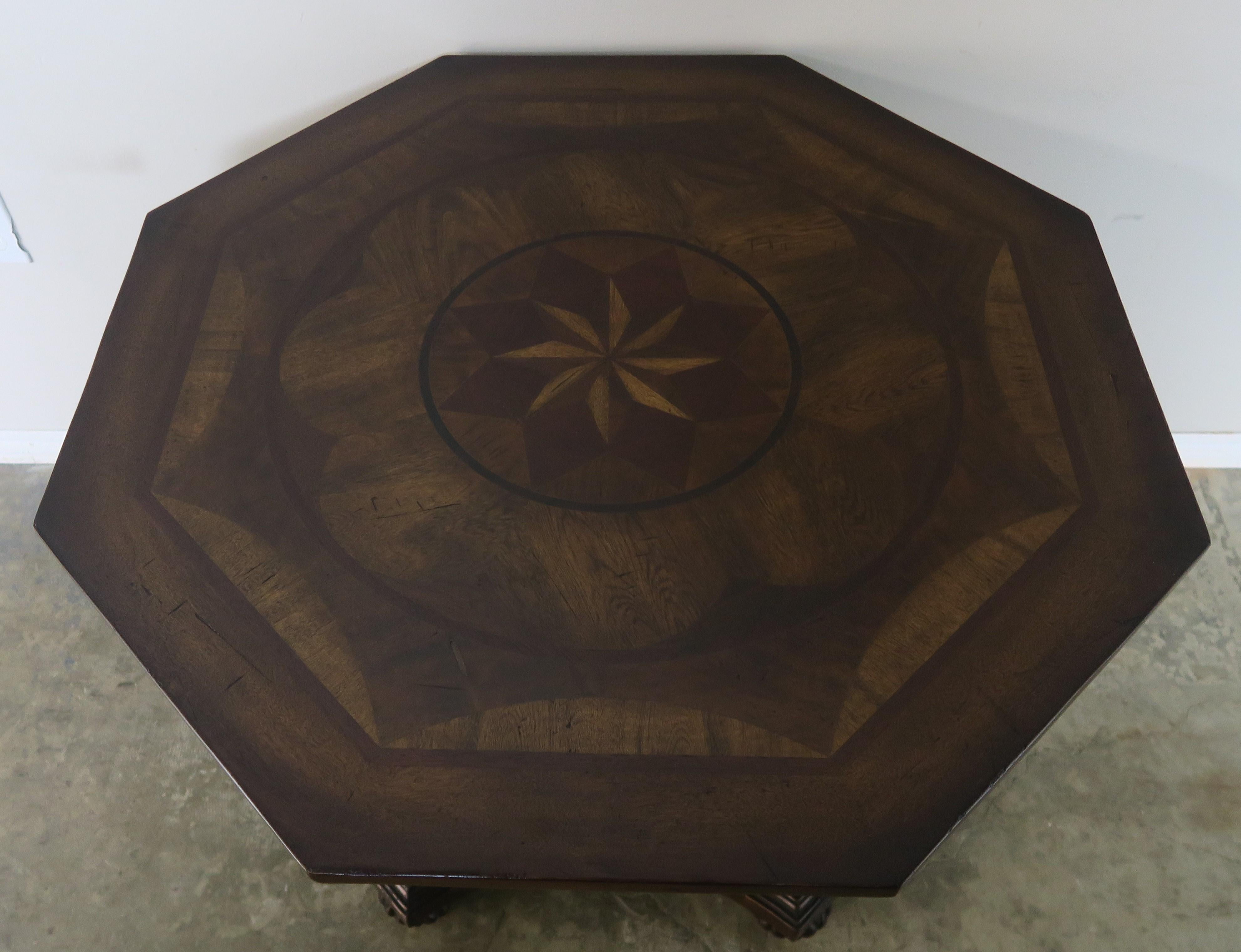 Italian Inlaid Octagonal Table with Star Design, 20th Century