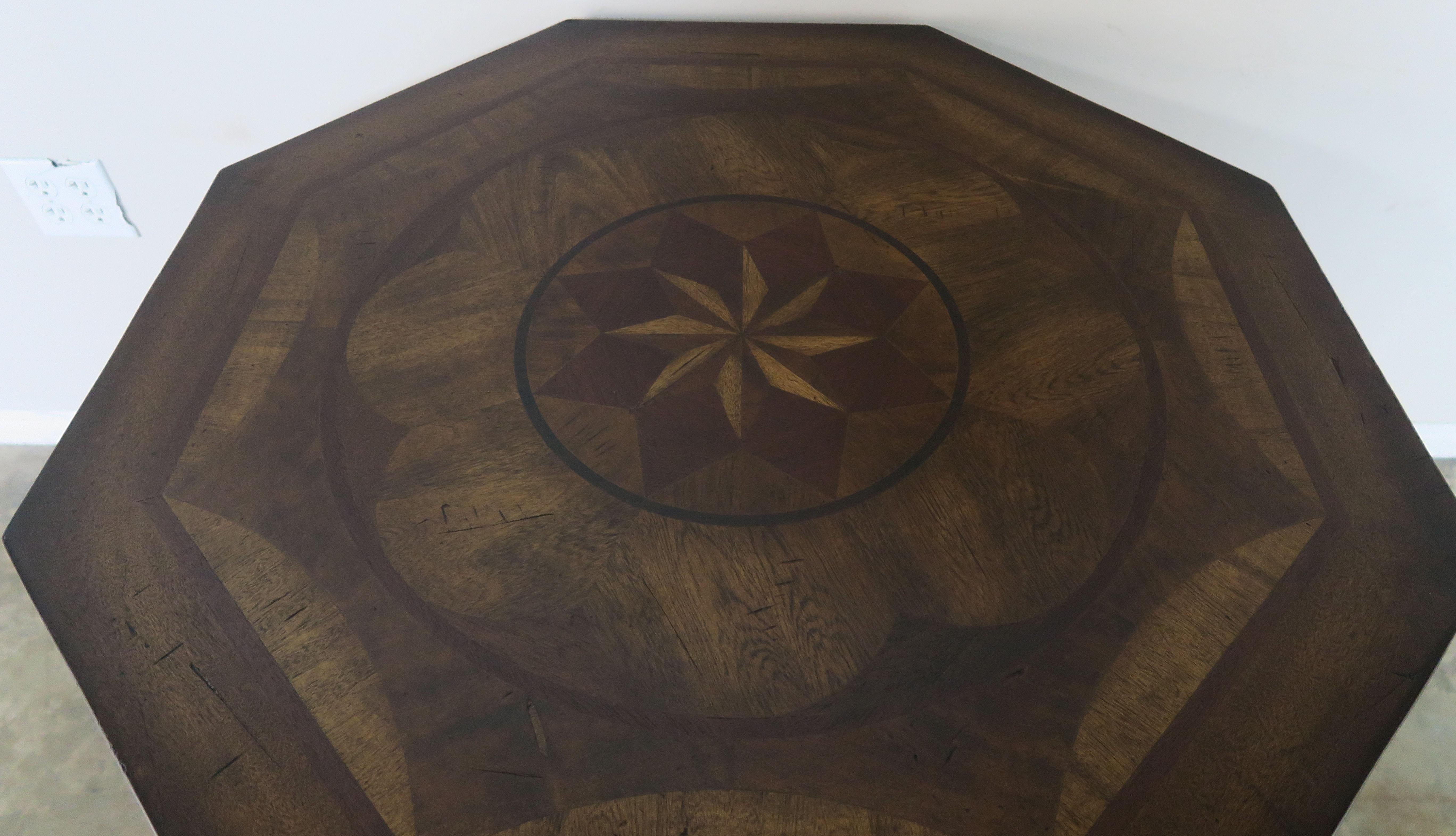 Inlaid Octagonal Table with Star Design, 20th Century In Good Condition In Los Angeles, CA