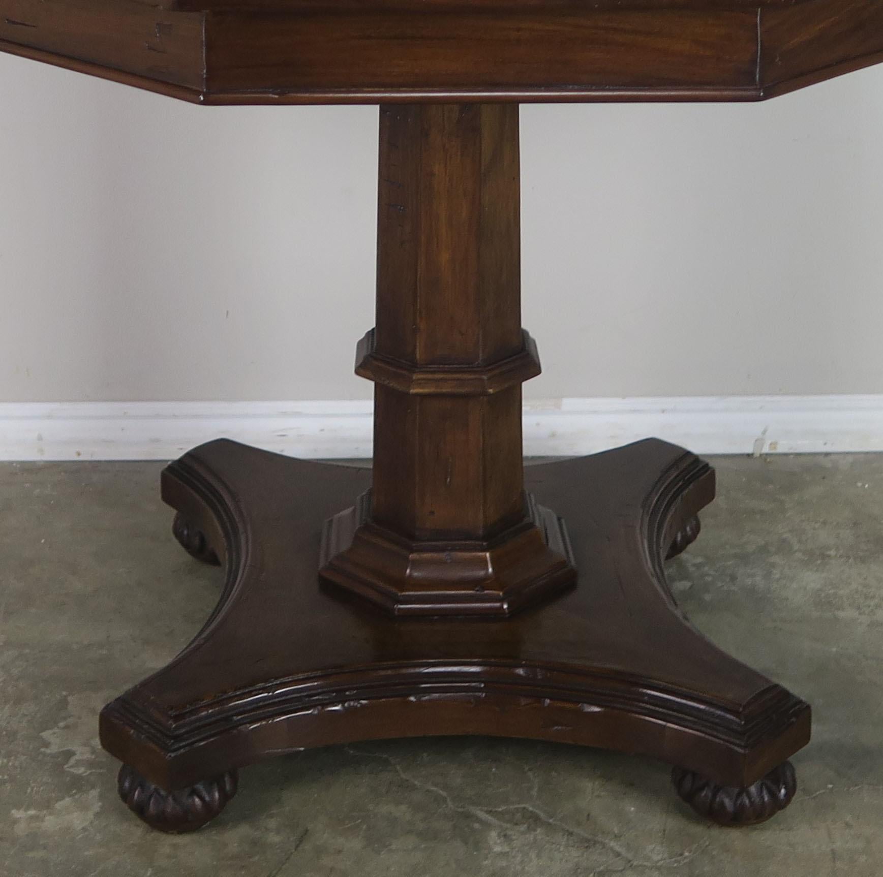 Wood Inlaid Octagonal Table with Star Design, 20th Century