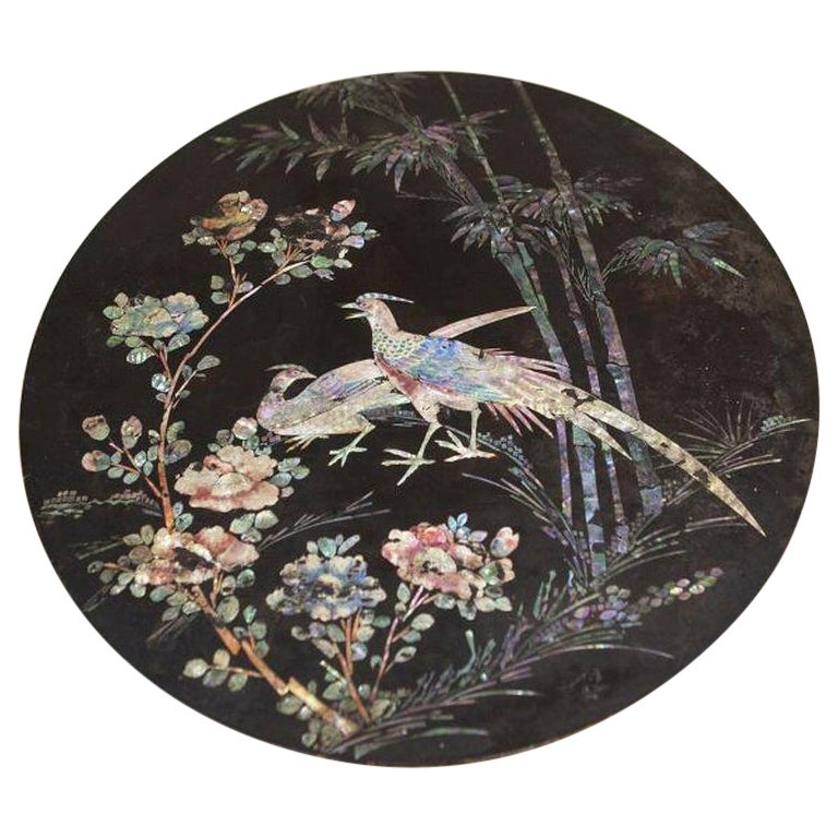 Inlaid Oriental Tea Table From the Early 20th Century