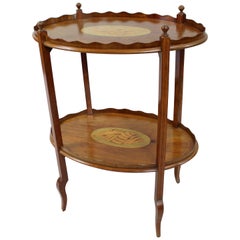 Inlaid Oval Two-Tier Table