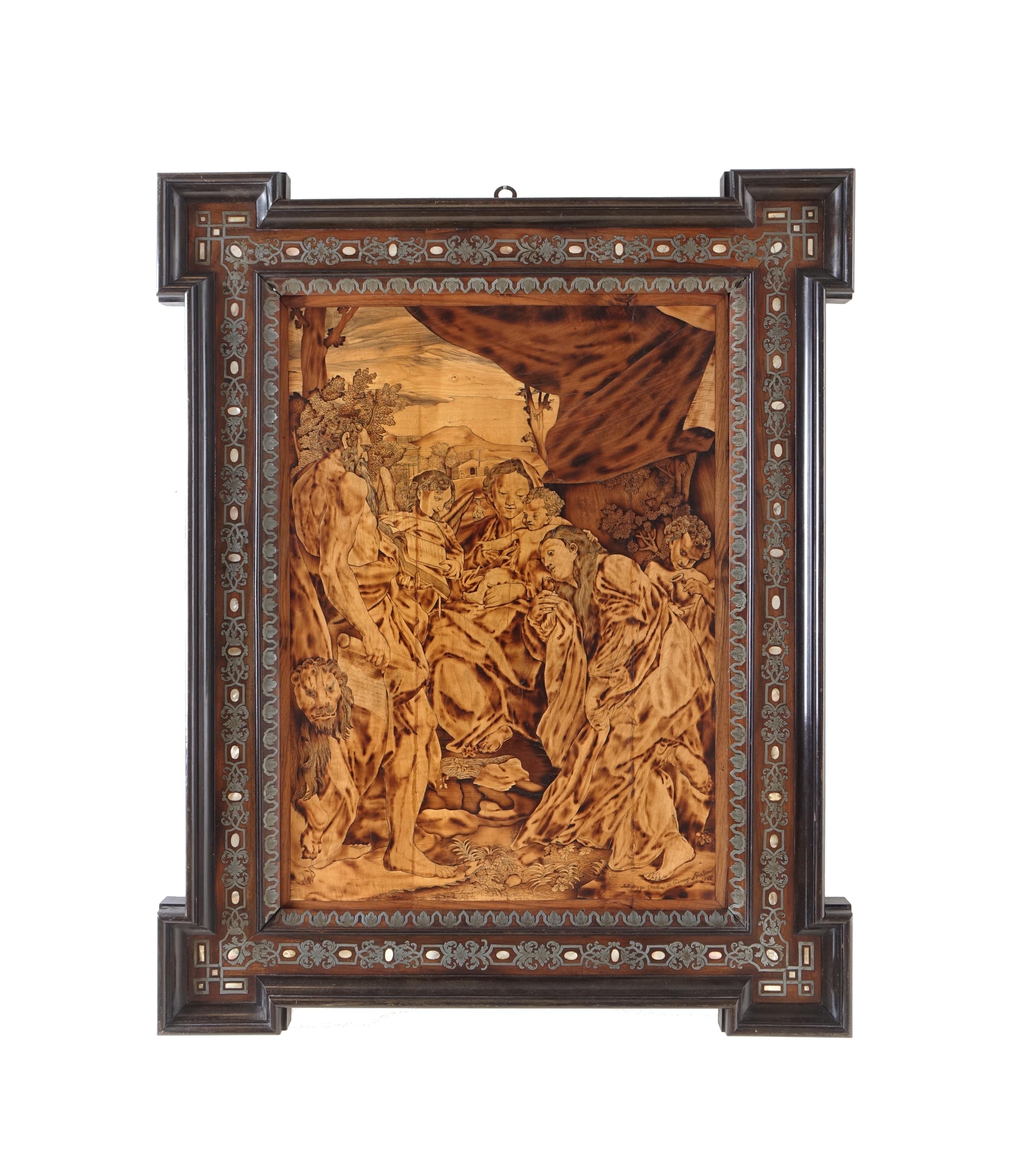 Giovanni Maffezzoli
The Madonna of San Girolamo, realized around 1795.
Poplar, maple and walnut panel.
The characters and the expressions of the same, the delicate passages of the colors are
typical of the great Master and are simply