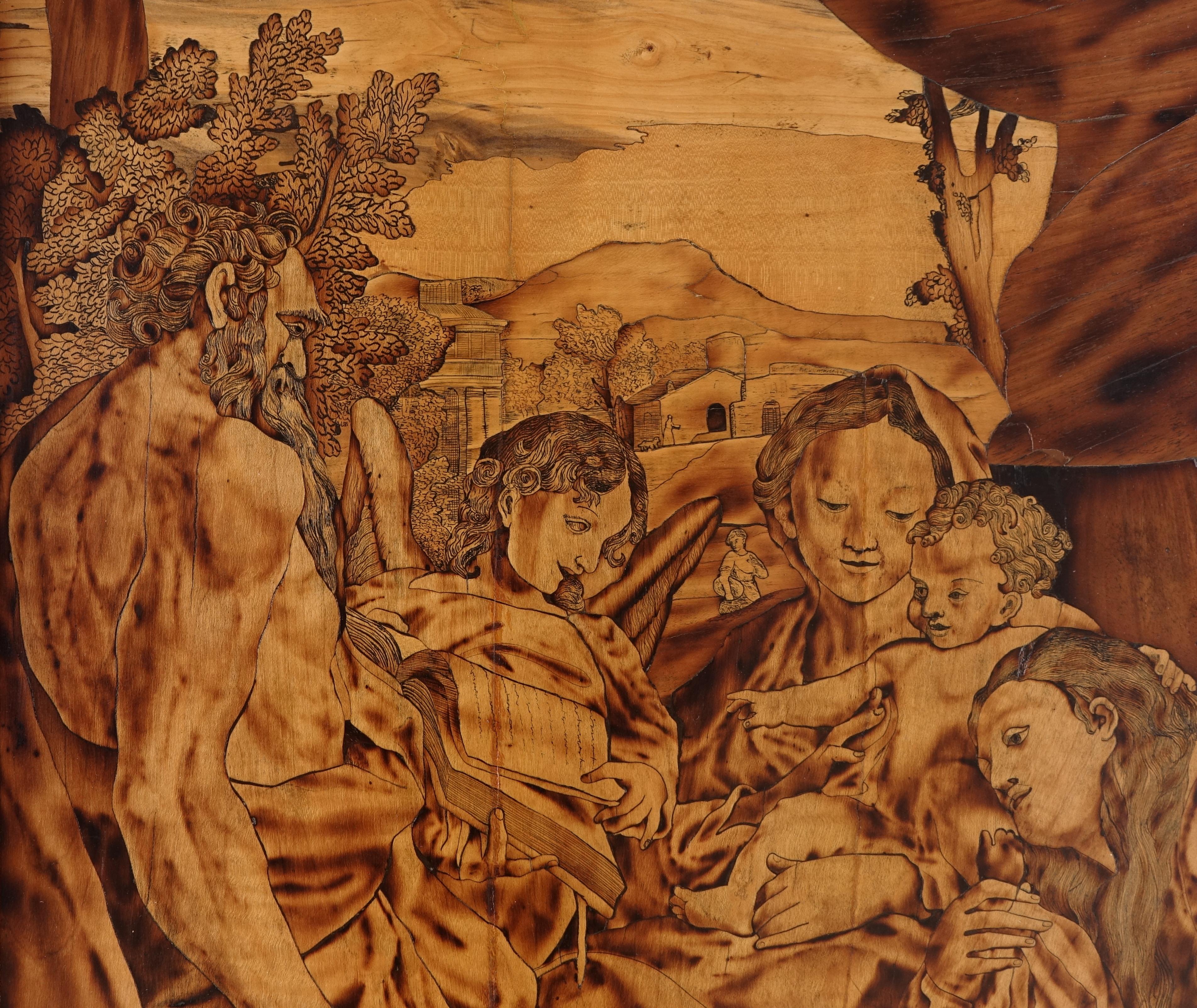 18th Century Inlaid Panel Painting, Inlay by Giovanni Maffezzoli, Madonna Di San Girolamo