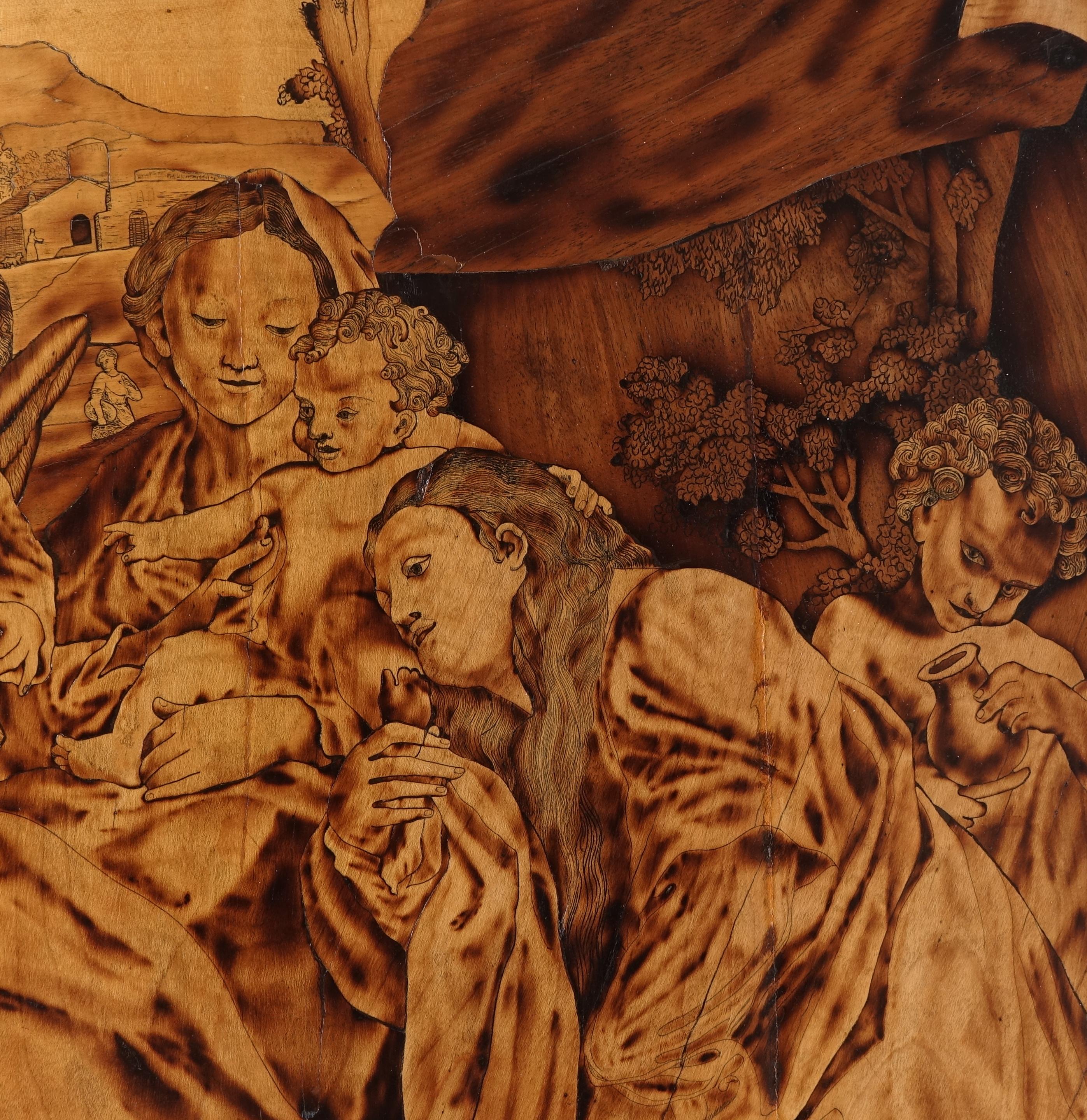 Maple Inlaid Panel Painting, Inlay by Giovanni Maffezzoli, Madonna Di San Girolamo
