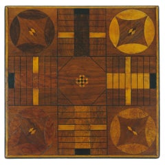 Antique Inlaid Parcheesi Board Mounted as a Side Table, 19th Century