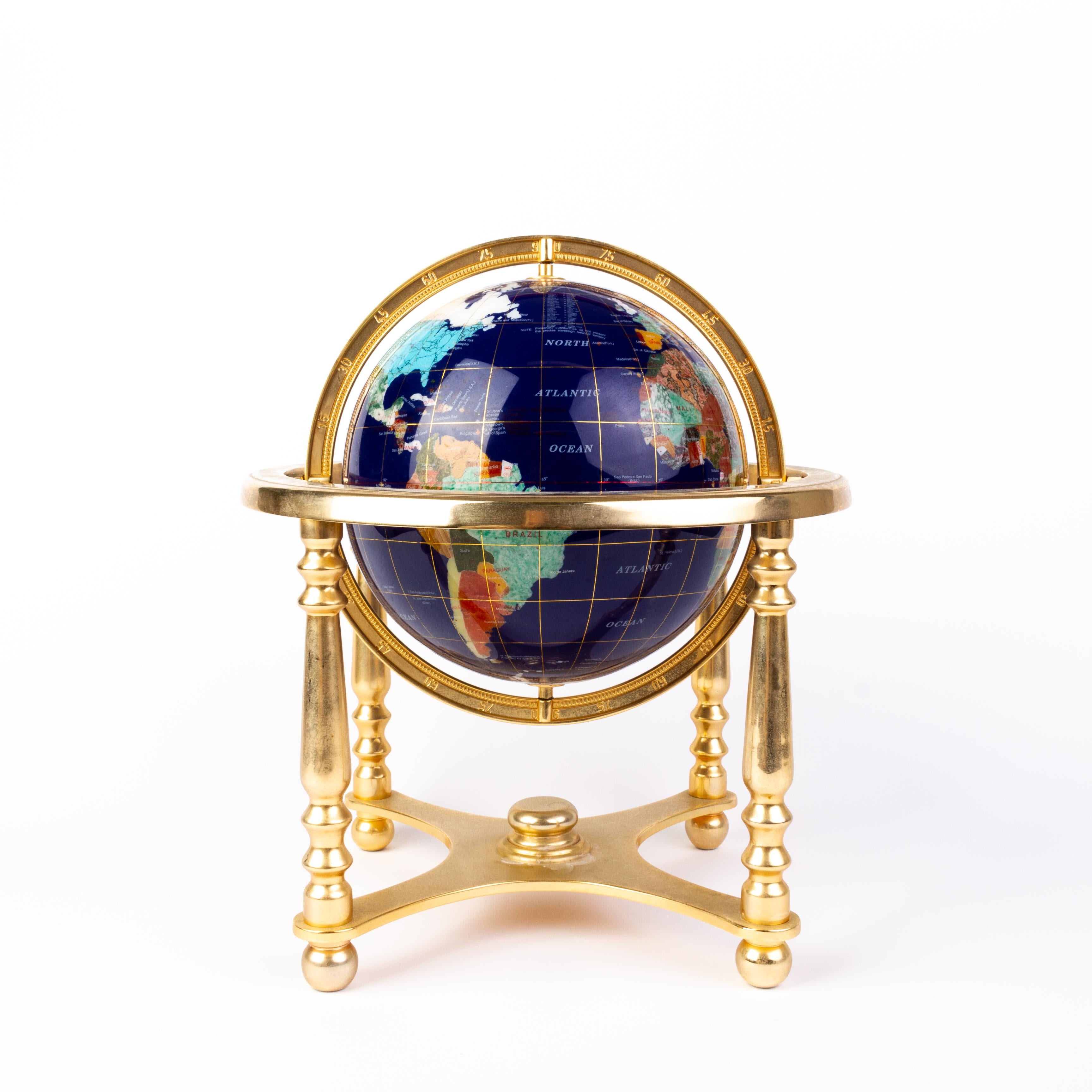 Inlay Inlaid Pietra Dura Terrestrial Swivel Desk Globe For Sale