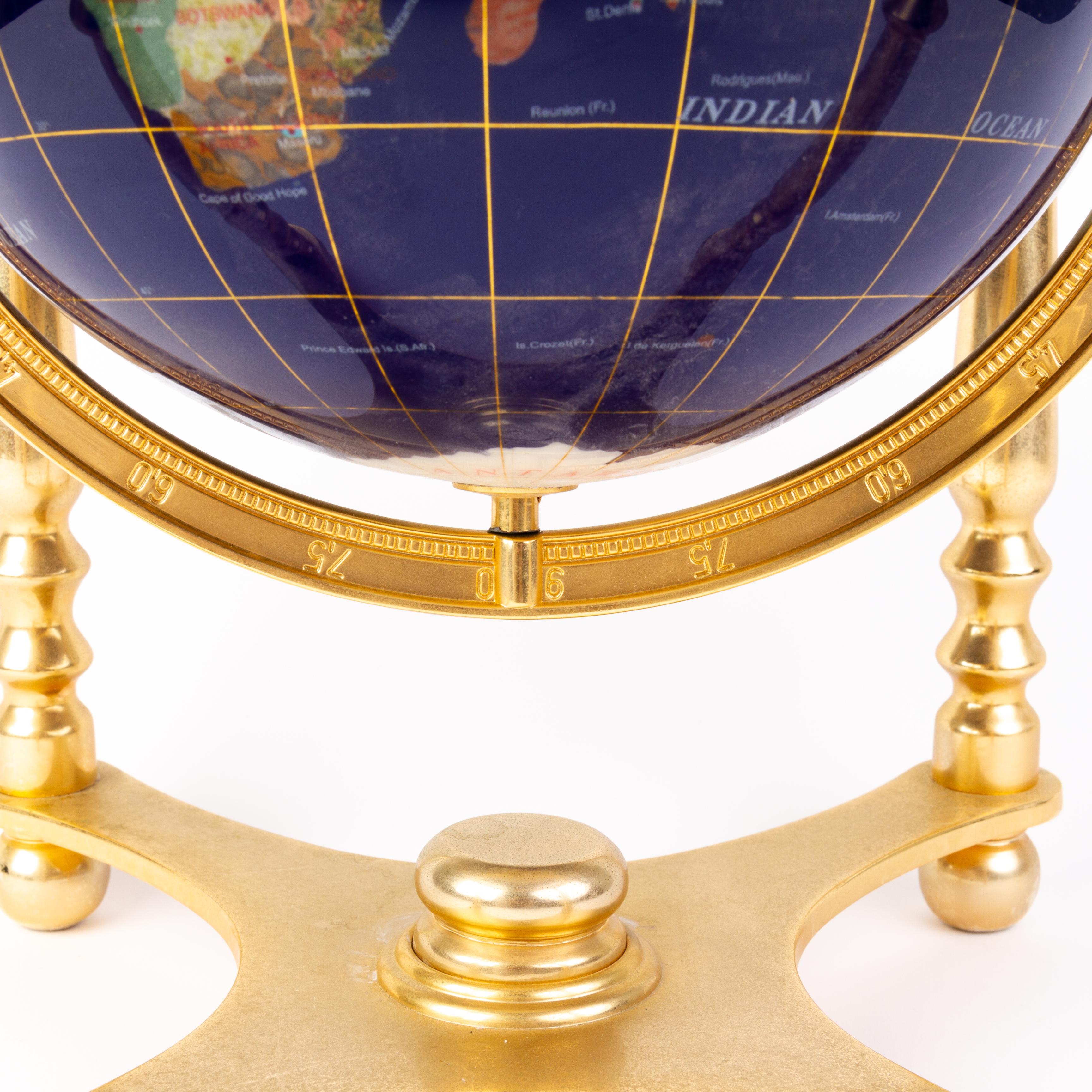 Inlaid Pietra Dura Terrestrial Swivel Desk Globe For Sale 3