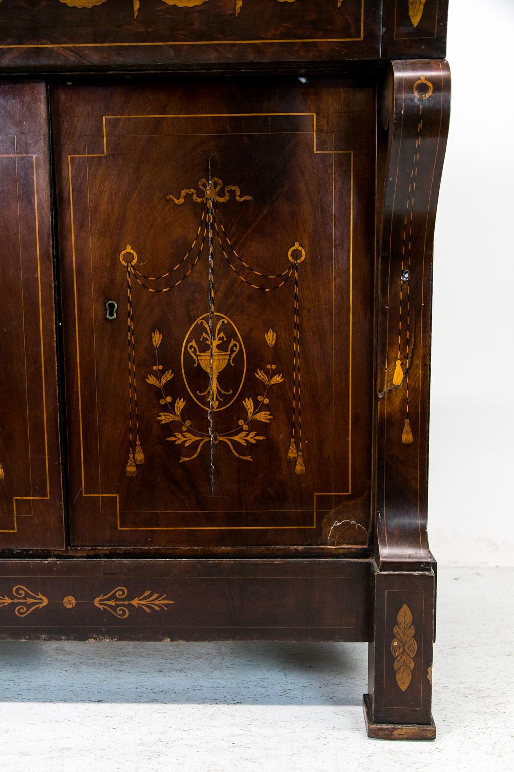 Mahogany Inlaid Regency Console Cabinet For Sale
