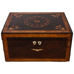 Antique Inlaid Rosewood Jewelry Box