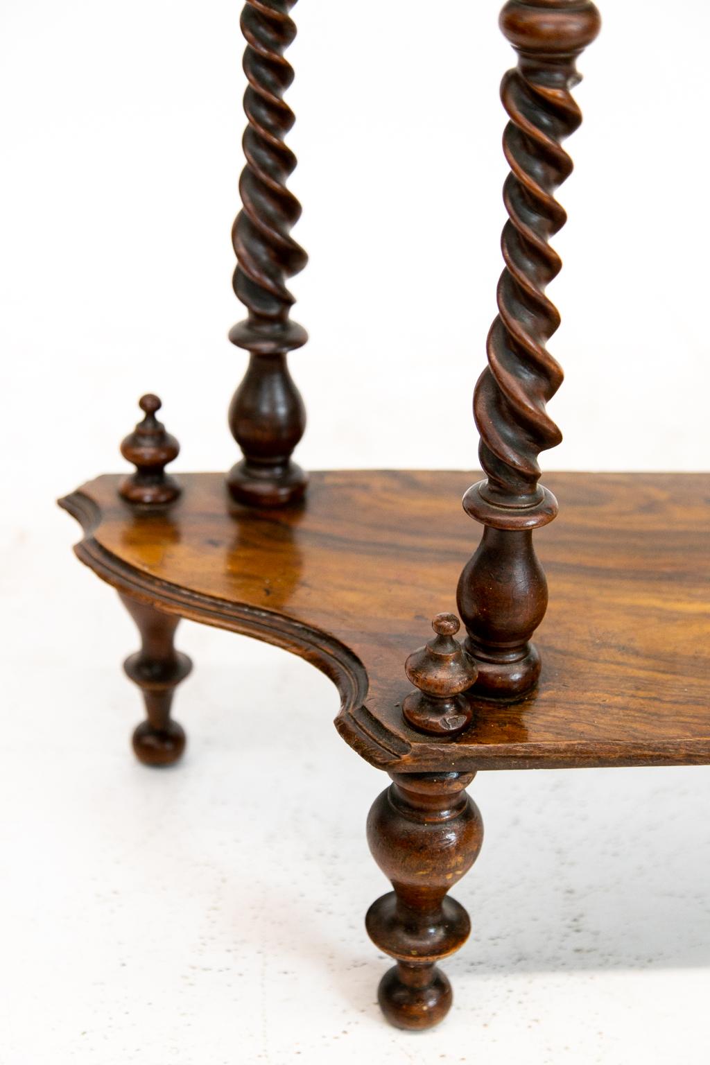 Inlaid Rosewood Three-Tier Shelf In Good Condition In Wilson, NC