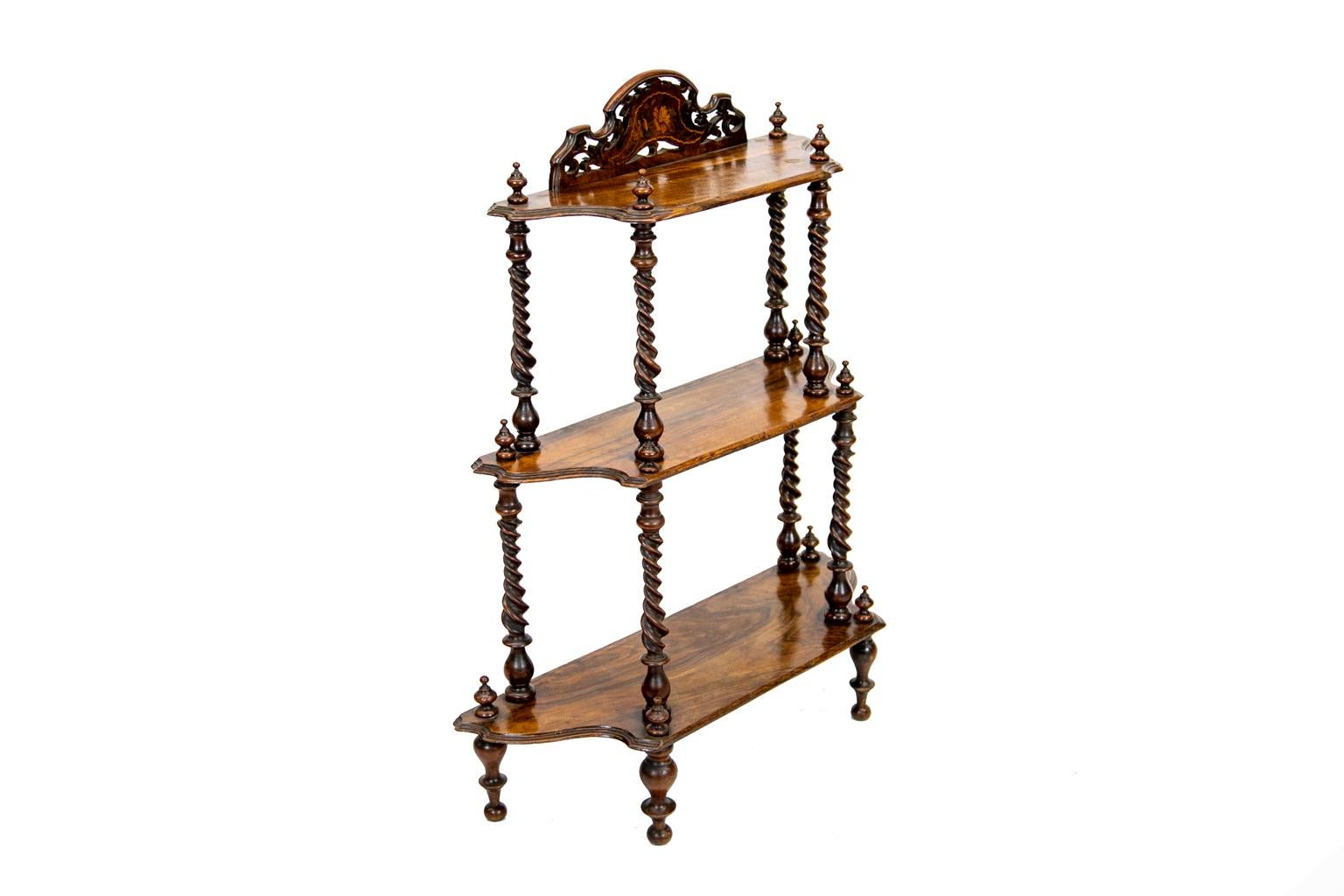 Mid-19th Century Inlaid Rosewood Three-Tier Shelf