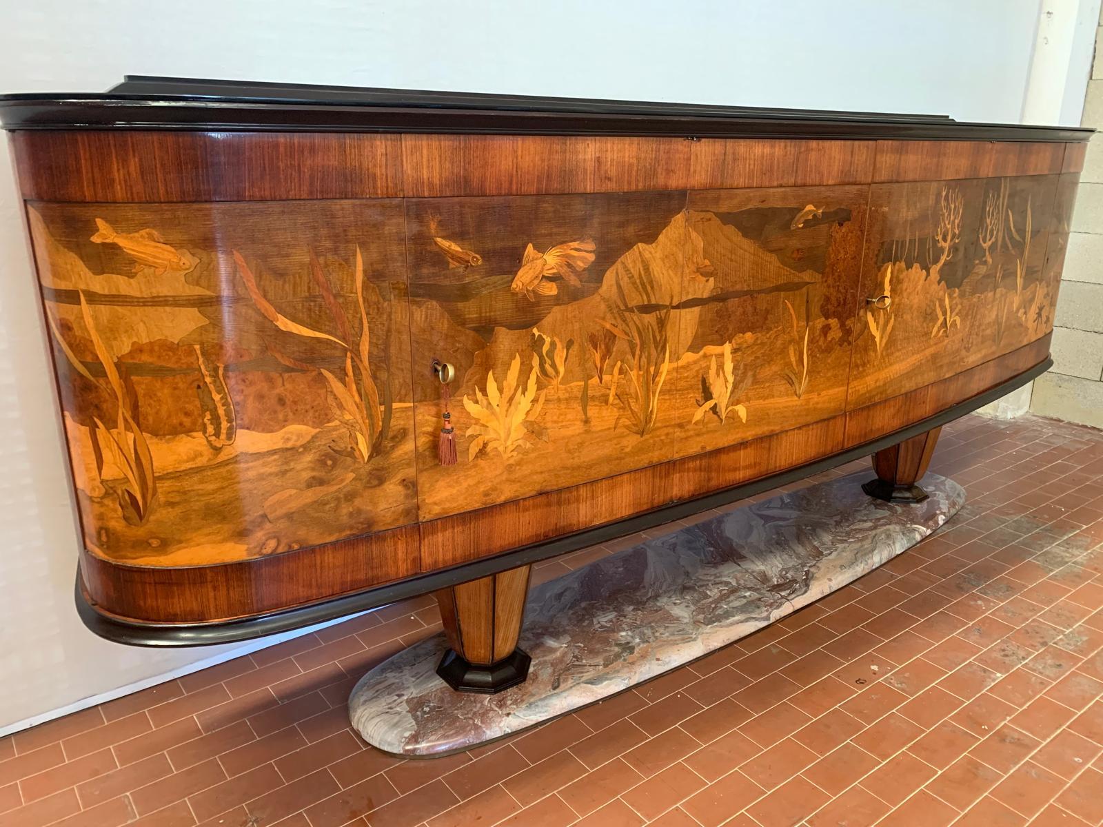 Ensemble de salon en marqueterie par Dassi Mobili Moderni, années 1950, ensemble de 12 pièces Bon état - En vente à Montelabbate, PU