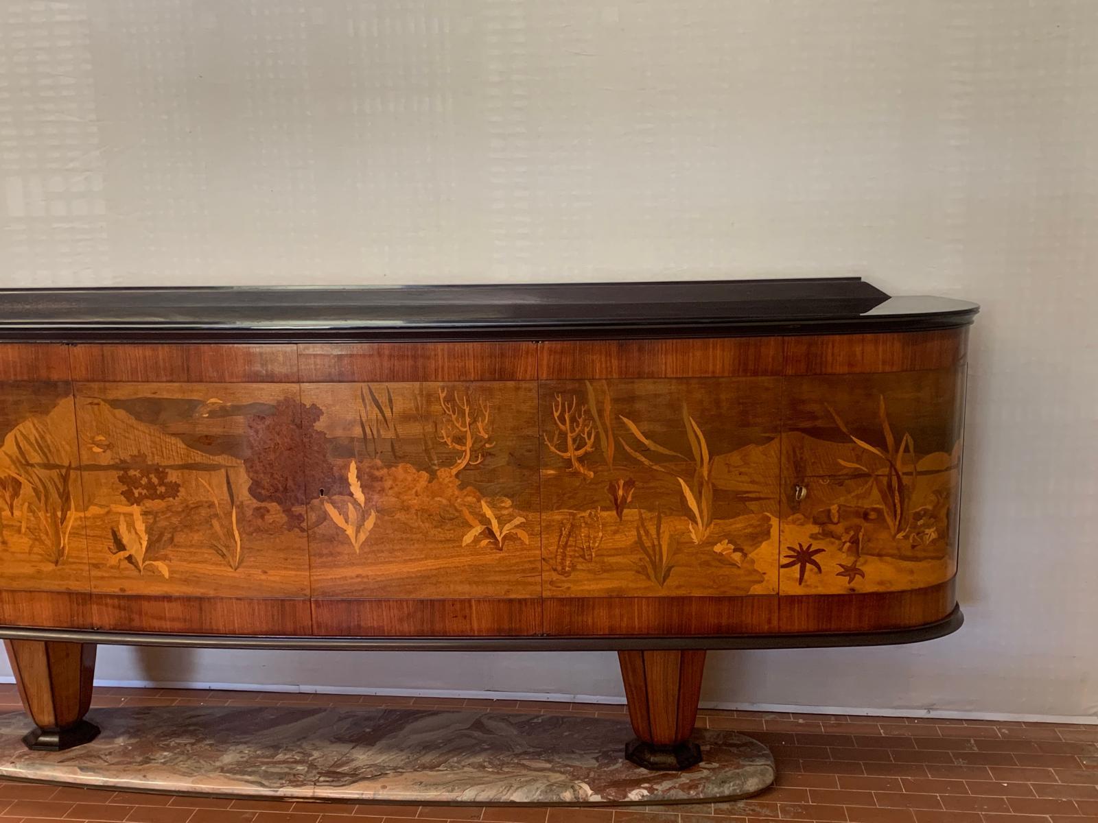 Milieu du XXe siècle Ensemble de salon en marqueterie par Dassi Mobili Moderni, années 1950, ensemble de 12 pièces en vente