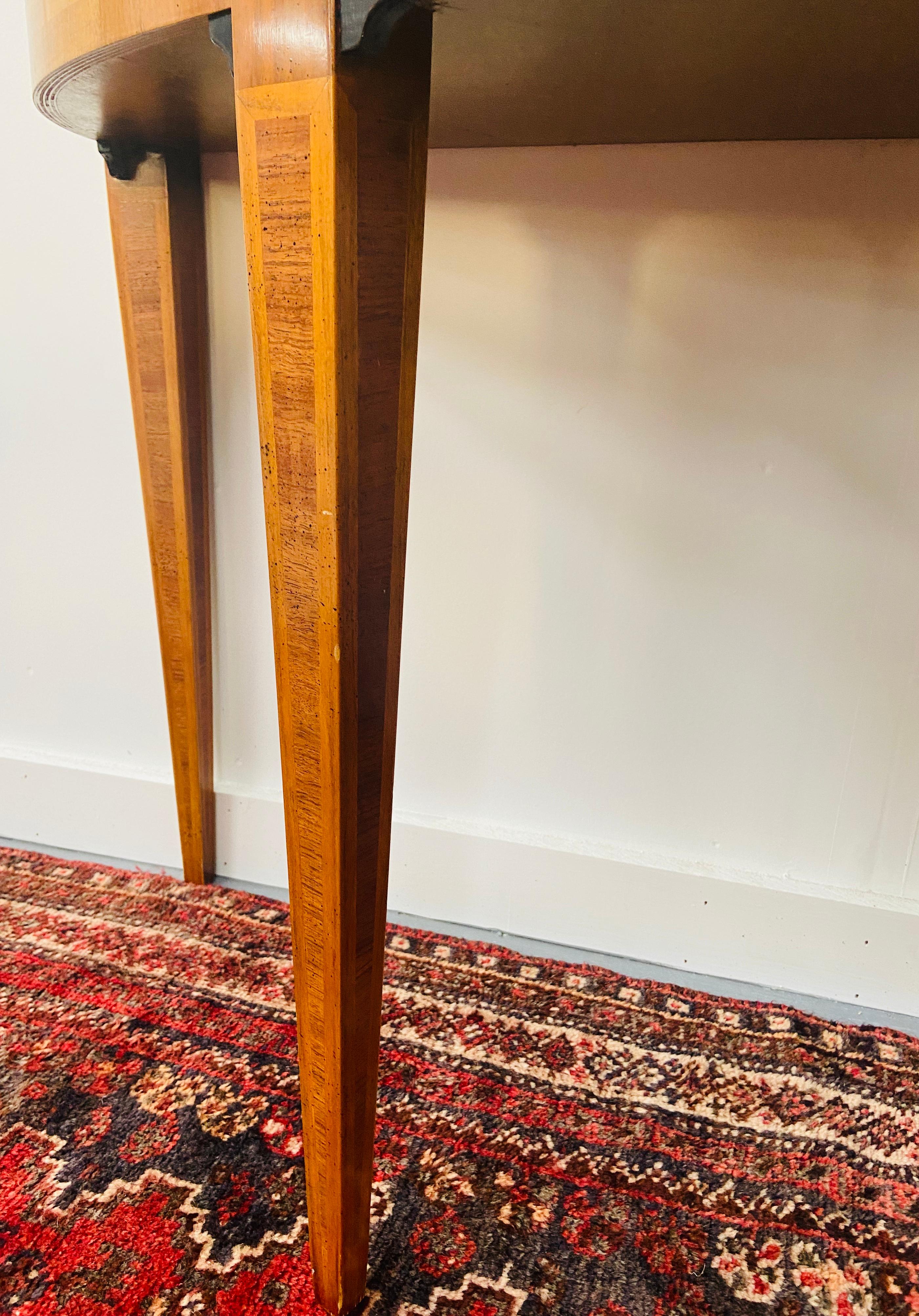 Inlaid Satinwood Demilune Console Table Attributed to Maitland Smith 3