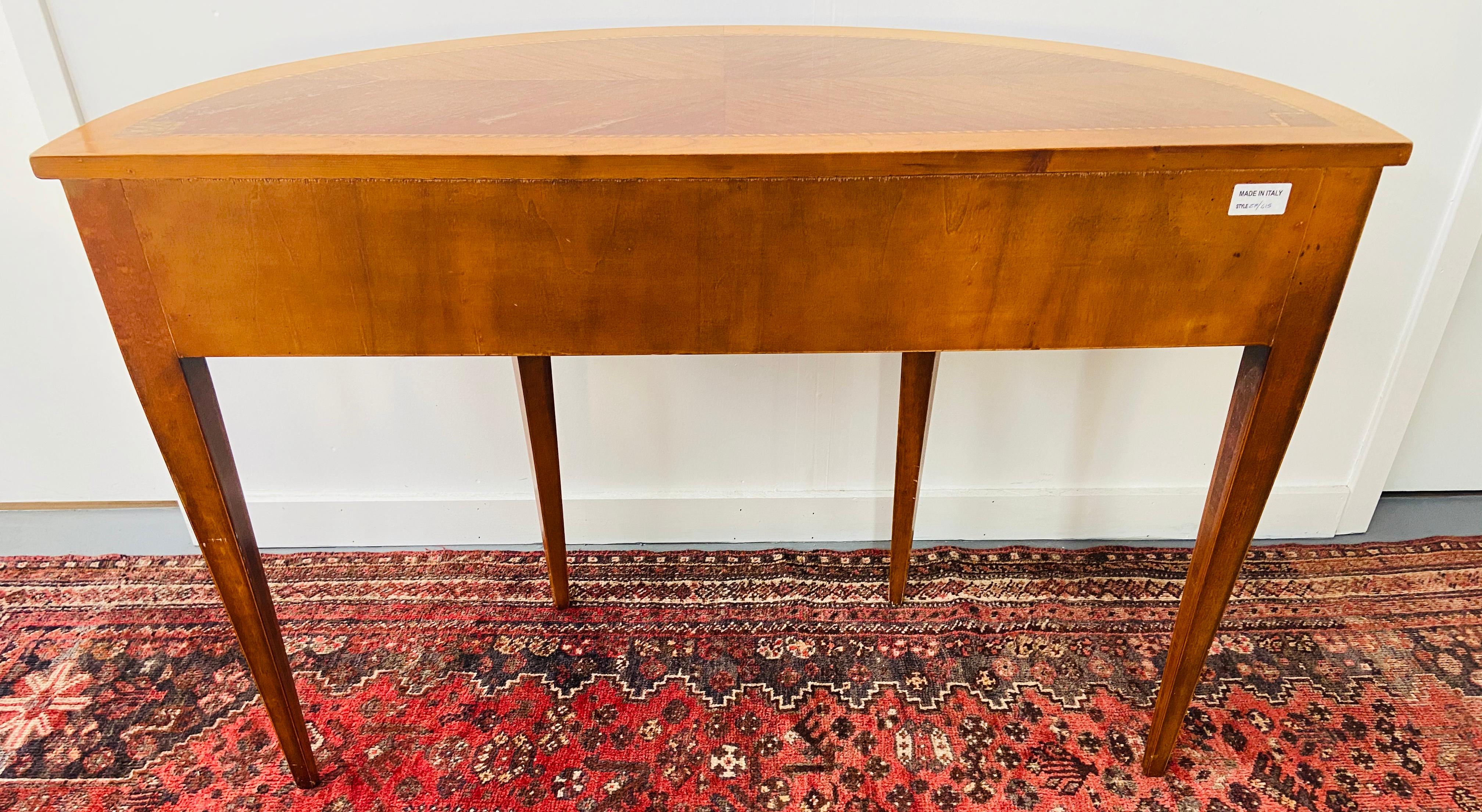 Inlaid Satinwood Demilune Console Table Attributed to Maitland Smith 4