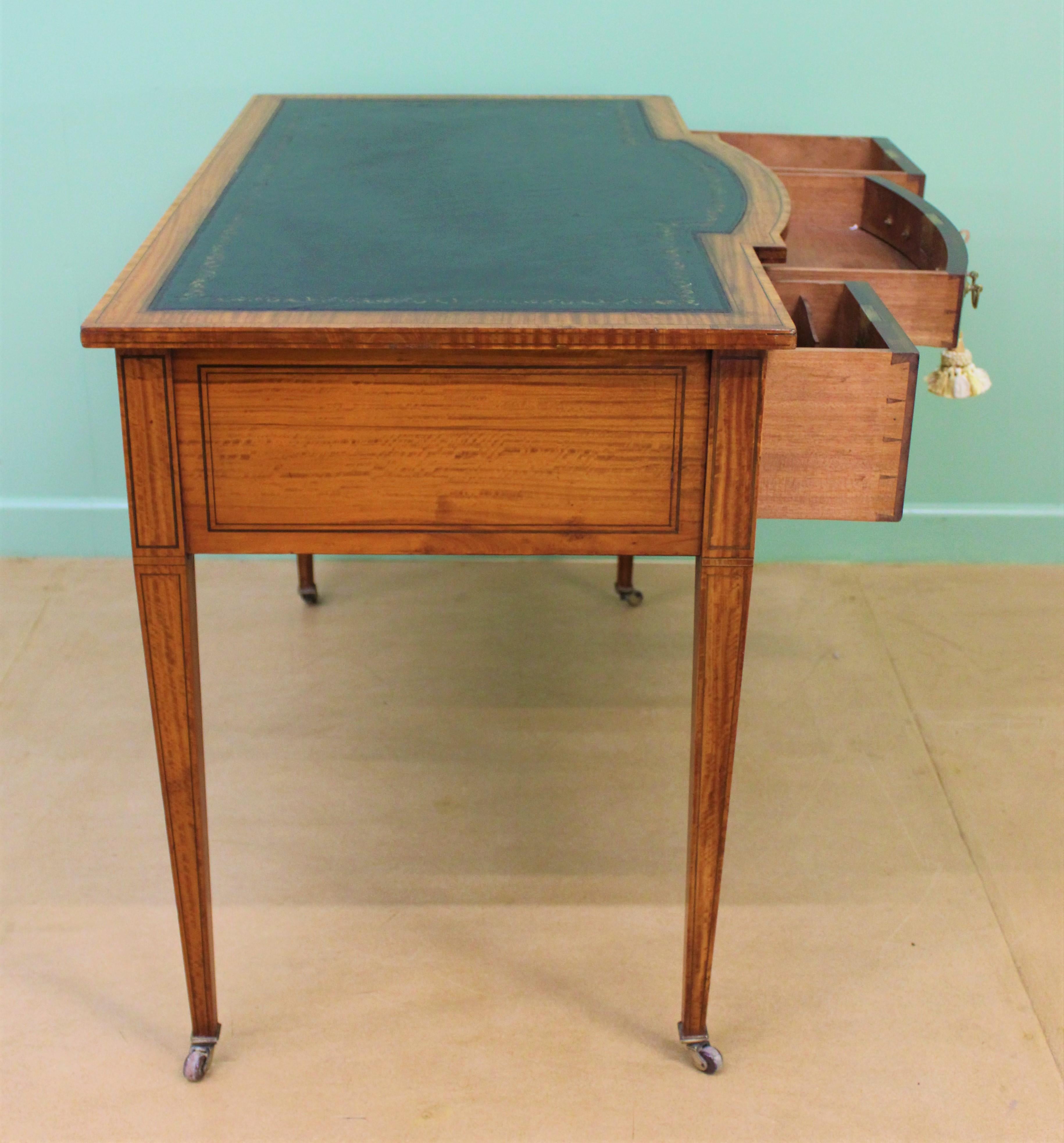 Inlaid Satinwood Writing Table by Maple and Co. 8