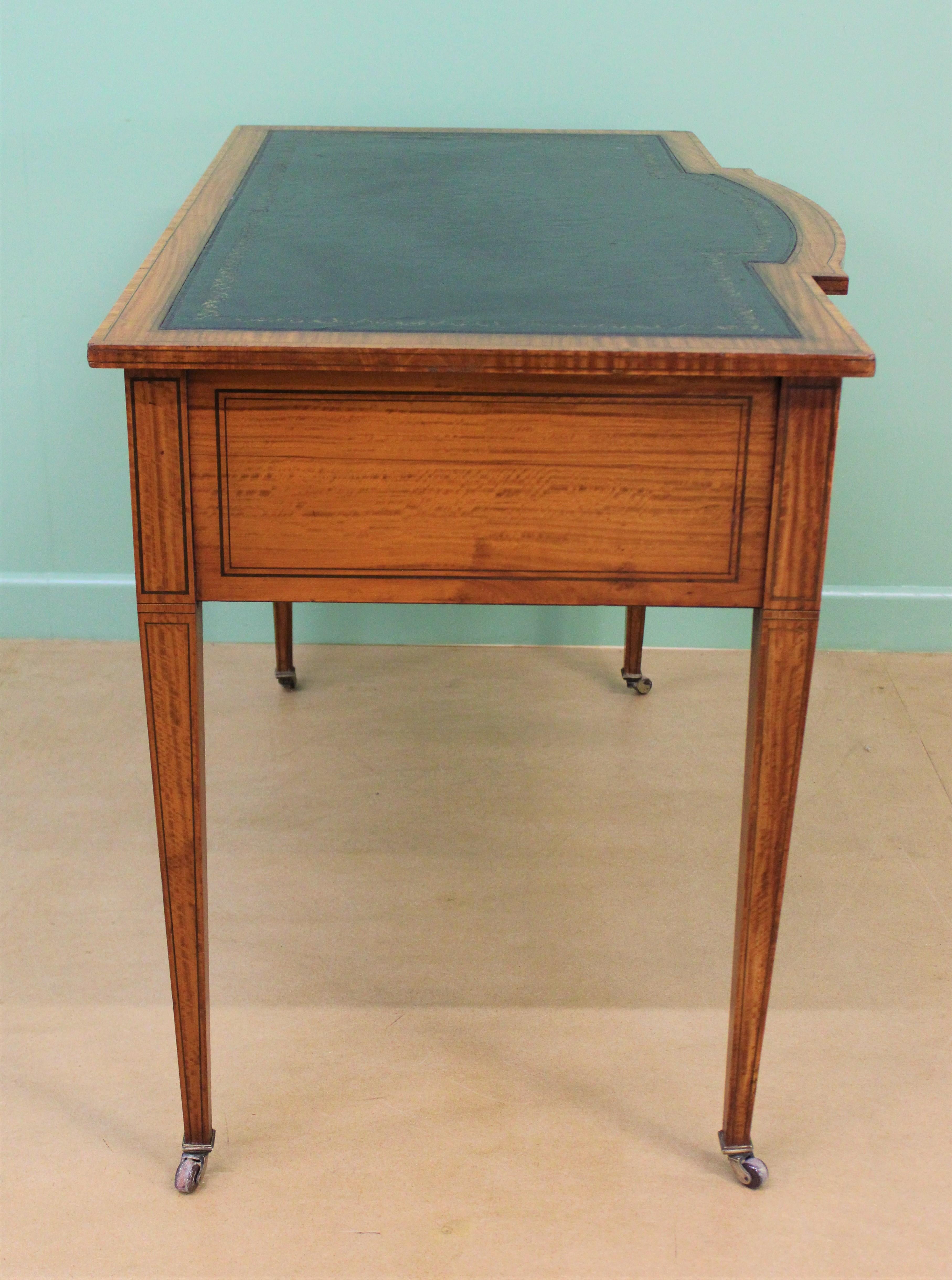 Inlaid Satinwood Writing Table by Maple and Co. 9