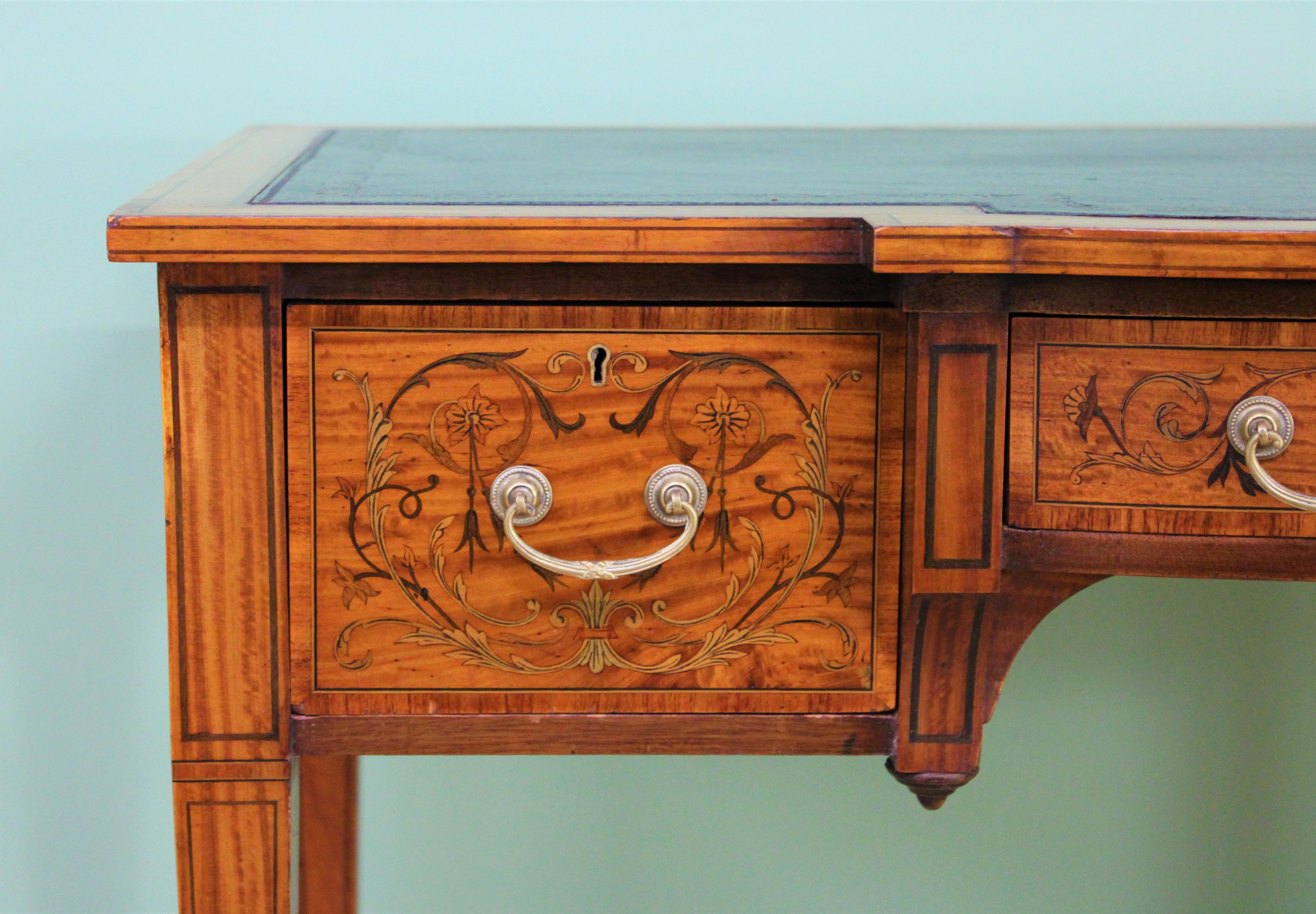 Sheraton Inlaid Satinwood Writing Table by Maple and Co.