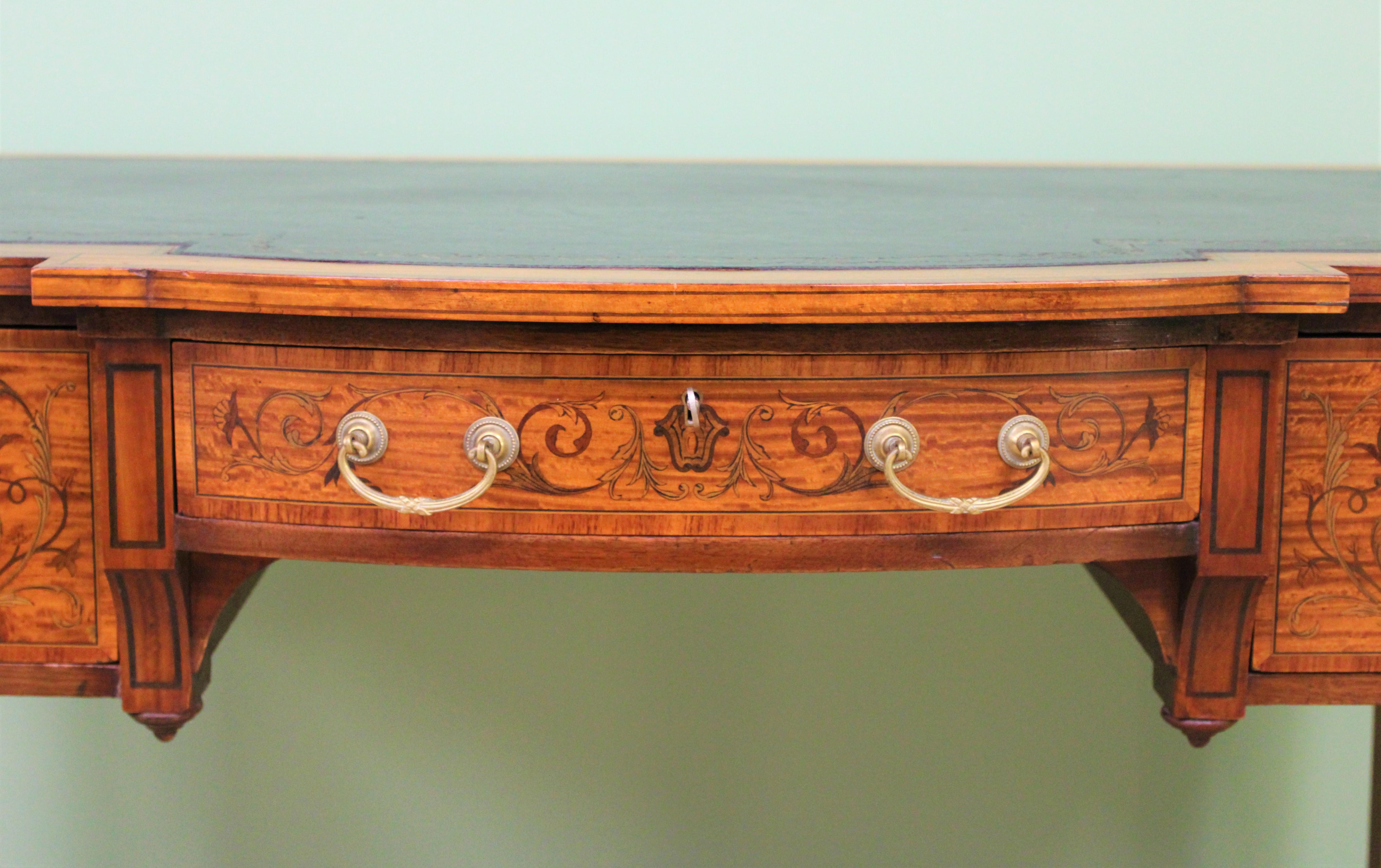 English Inlaid Satinwood Writing Table by Maple and Co.