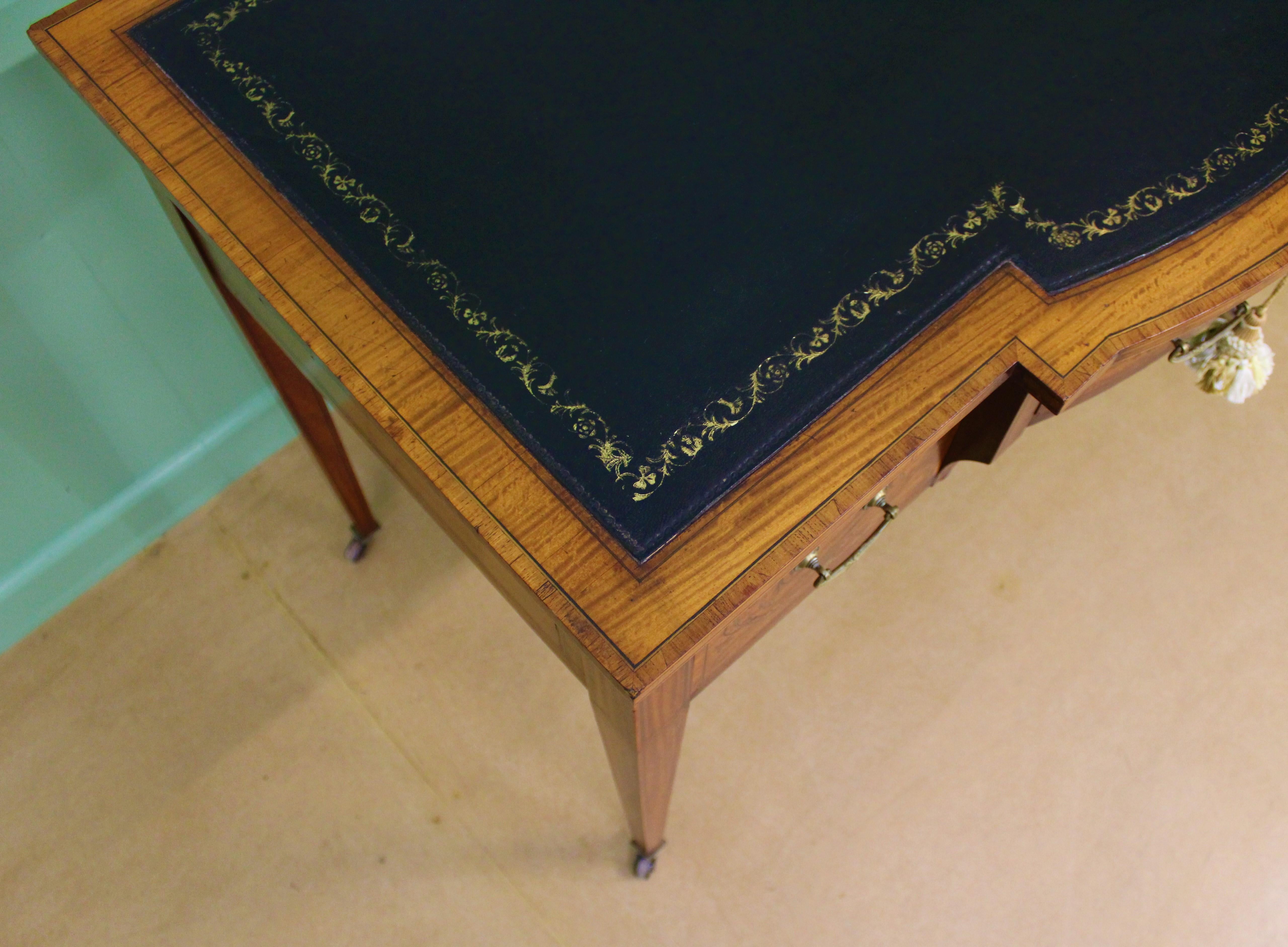 19th Century Inlaid Satinwood Writing Table by Maple and Co.