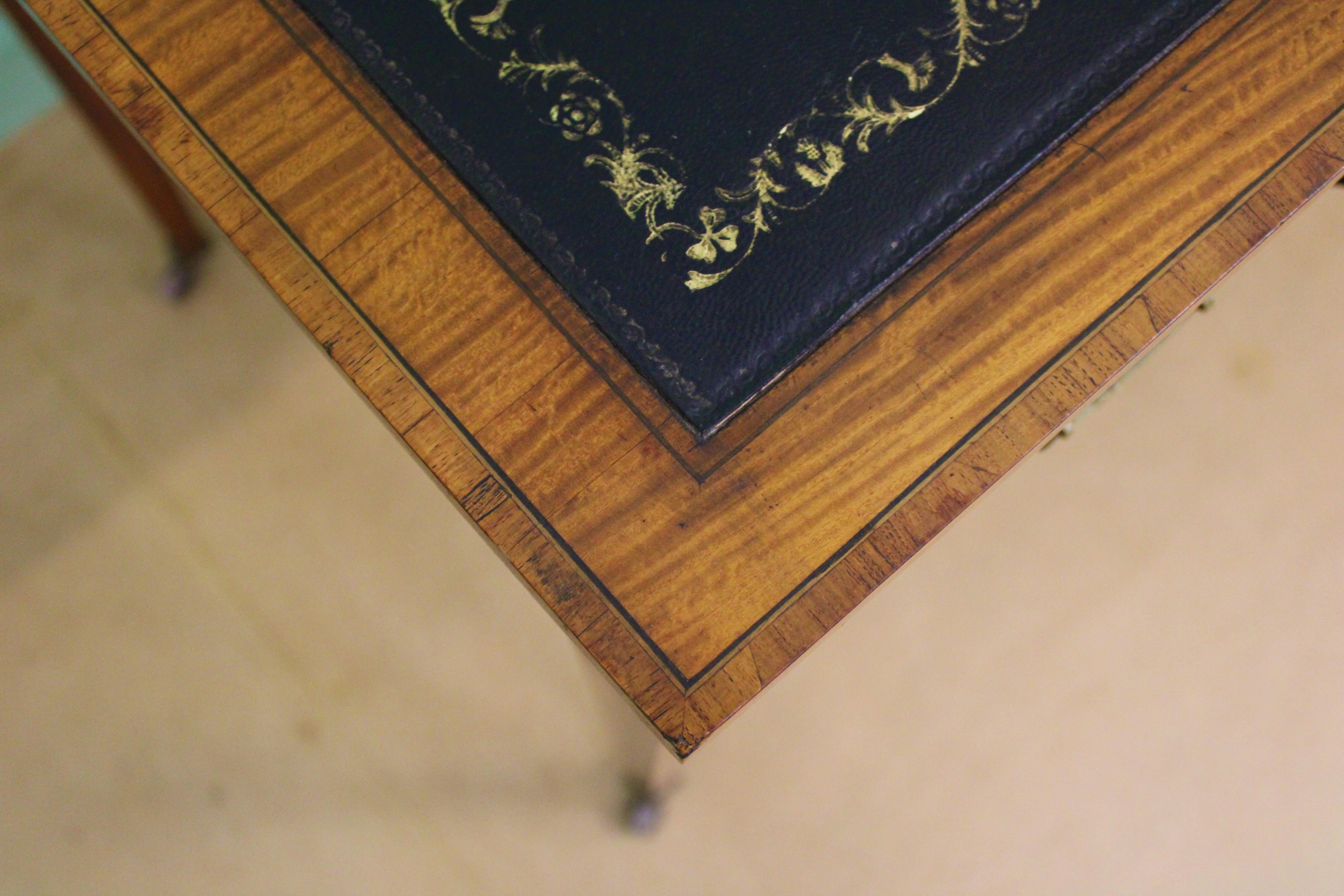 Inlaid Satinwood Writing Table by Maple and Co. 1